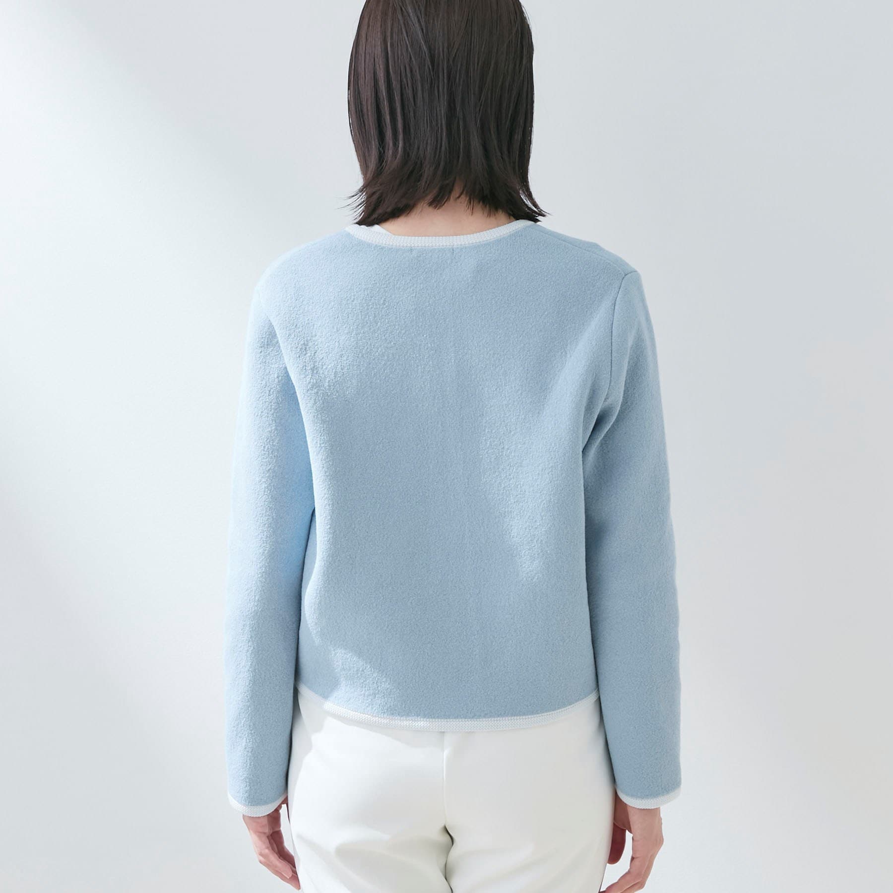 インディヴィ INDIVI 【軽量／セレモニー】ブークレジャケット ニットカーディガン （ブラック(019)） ブラック(019)