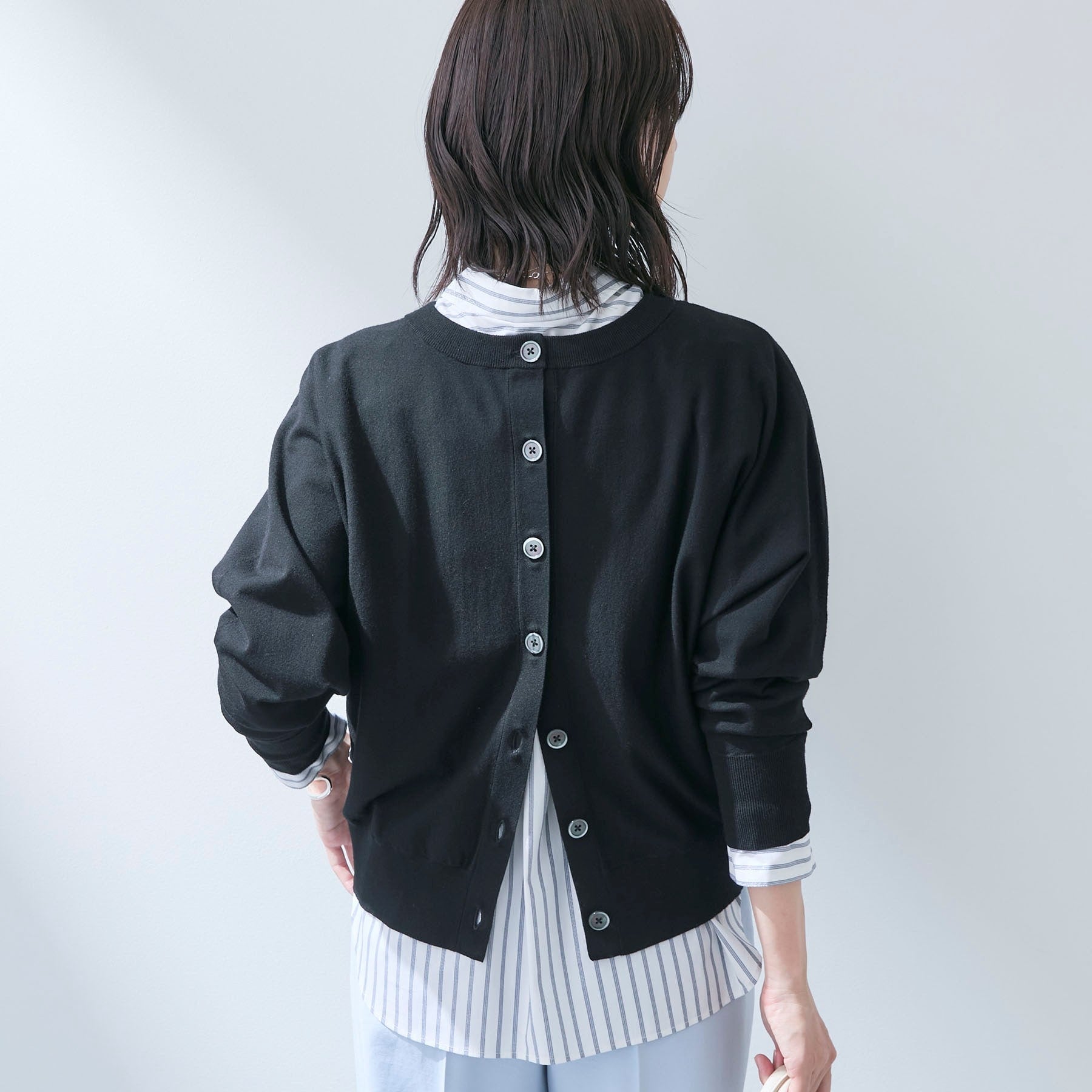 インディヴィ INDIVI 【洗える／前後2WAY／ツイン可能】ドルマンスリーブカーディガン （ホワイト(001)） ホワイト(001)