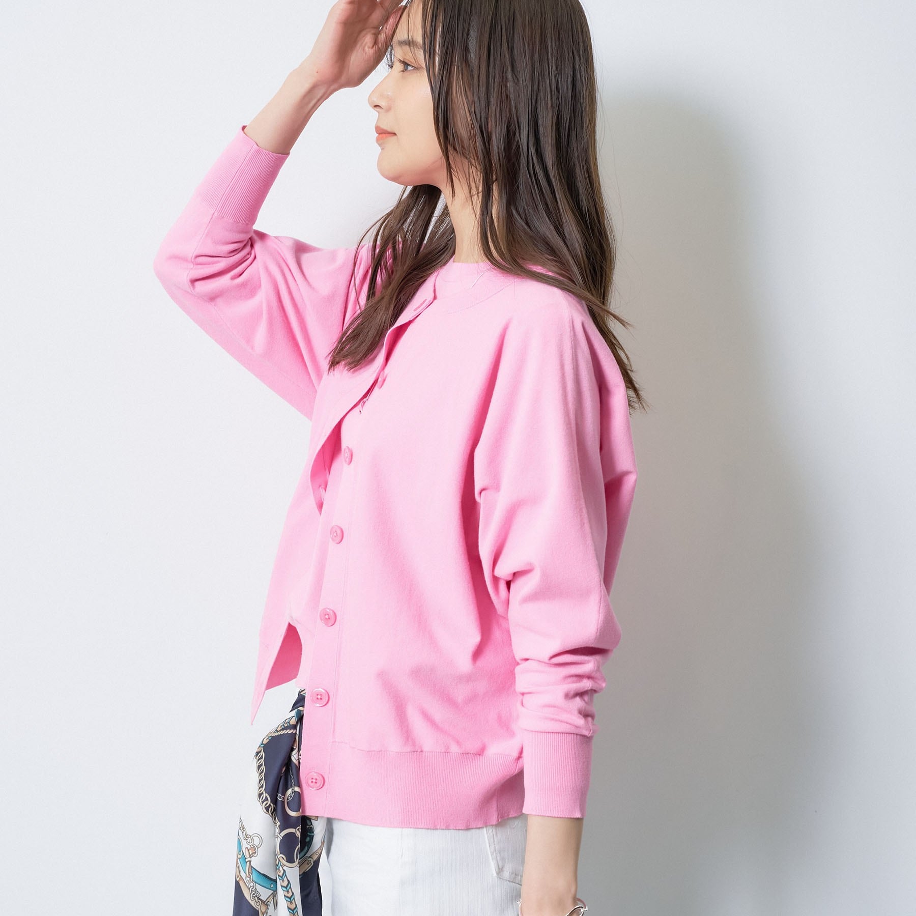 インディヴィ INDIVI 【洗える／前後2WAY／ツイン可能】ドルマンスリーブカーディガン （ホワイト(001)） ホワイト(001)