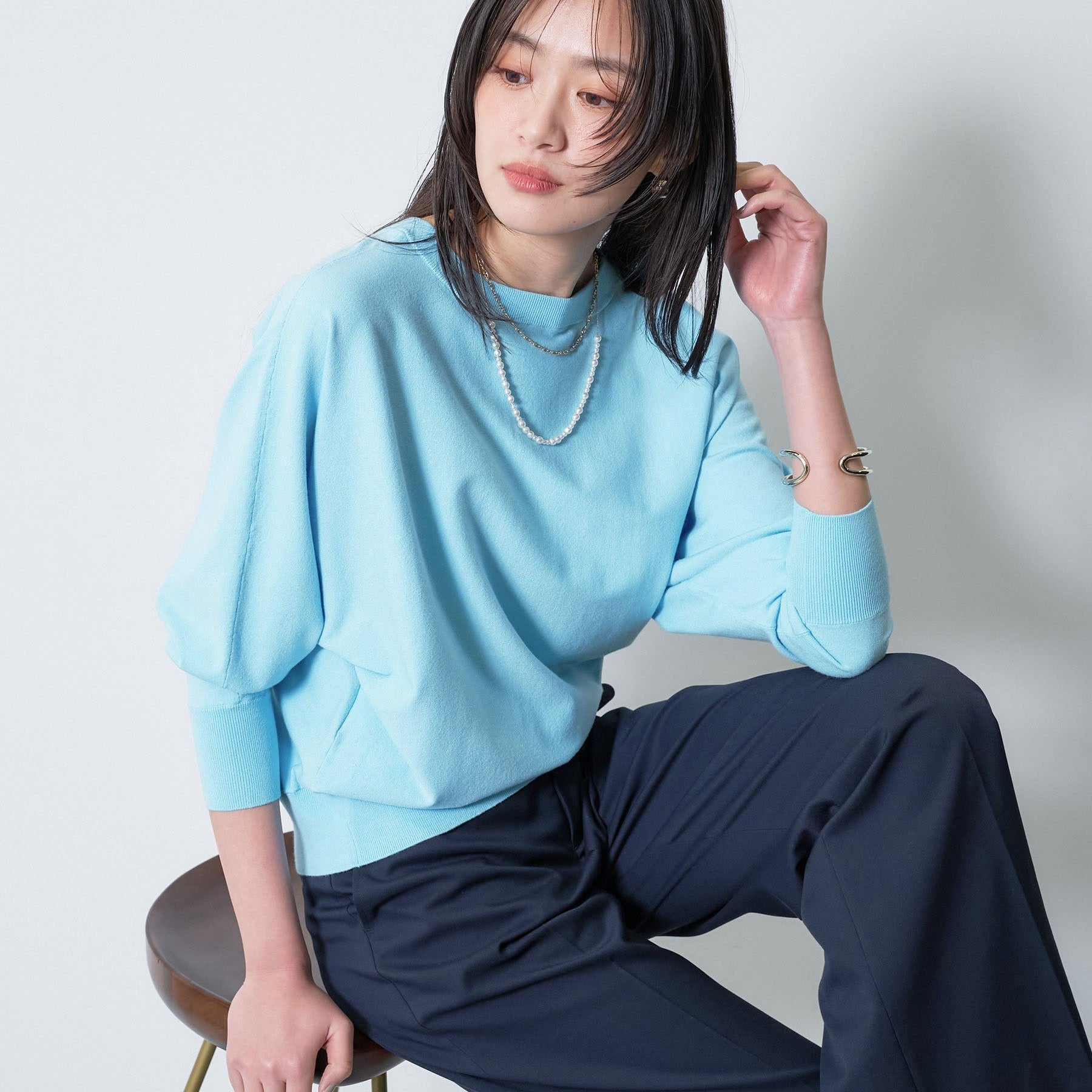 インディヴィ INDIVI 【洗える／前後2WAY／ツイン可能】ドルマンスリーブカーディガン （ホワイト(001)） ホワイト(001)