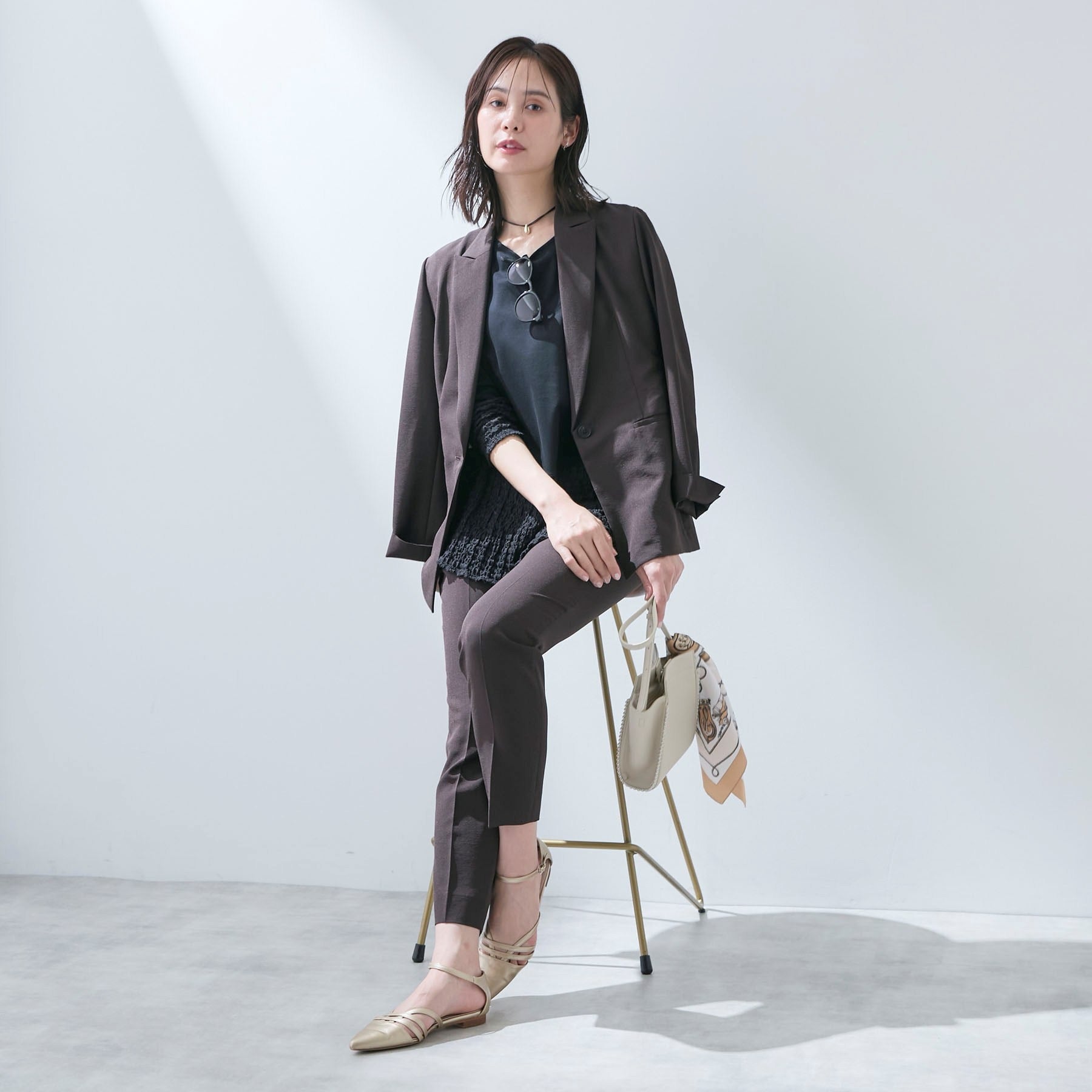 インディヴィ INDIVI 【洗える／レイヤードにおすすめ】シャーリングレース ロングTシャツ （ホワイト(001)） ホワイト(001)