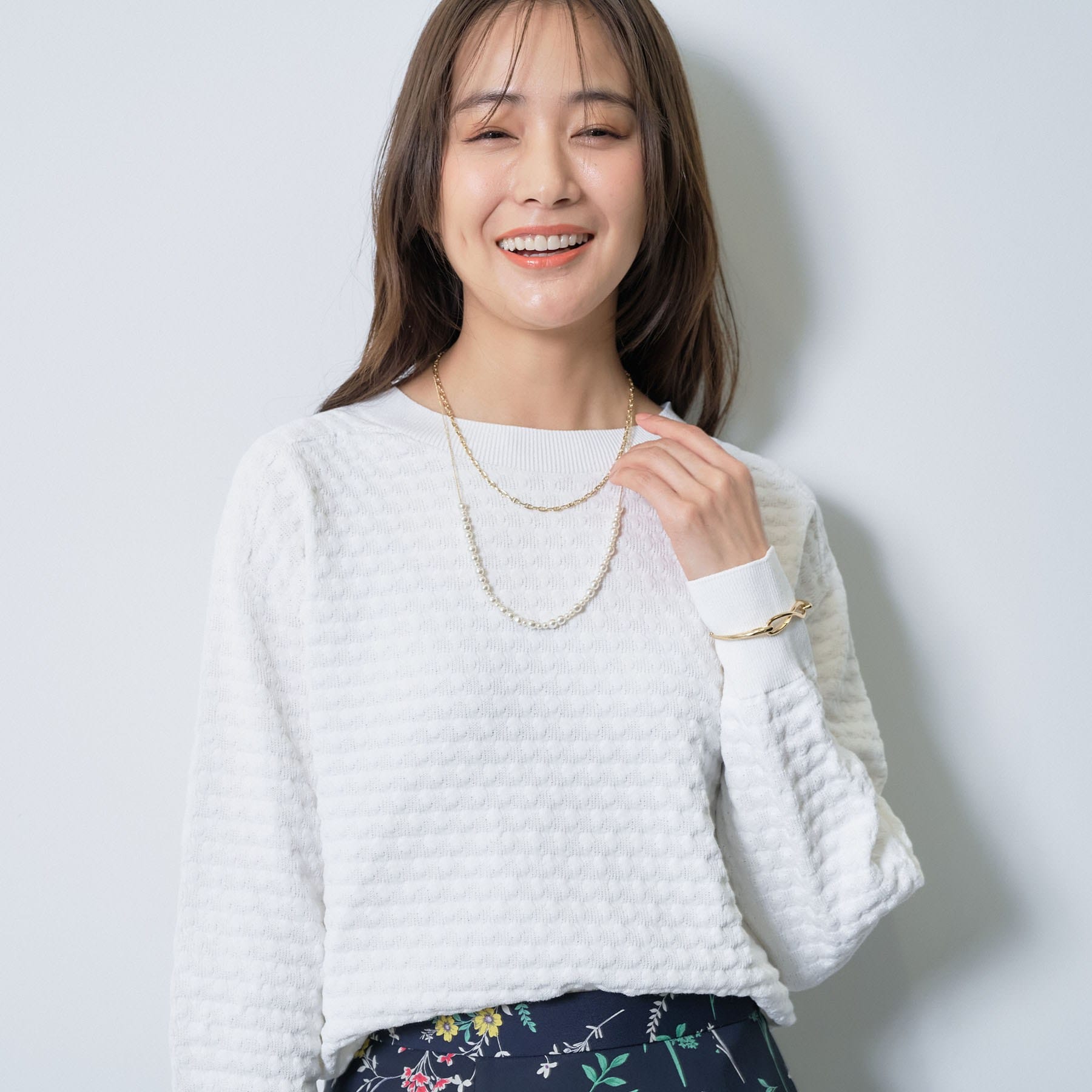 インディヴィ INDIVI 【洗える／凹凸編み】ジャカードニット （ネイビー(094)） ネイビー(094)