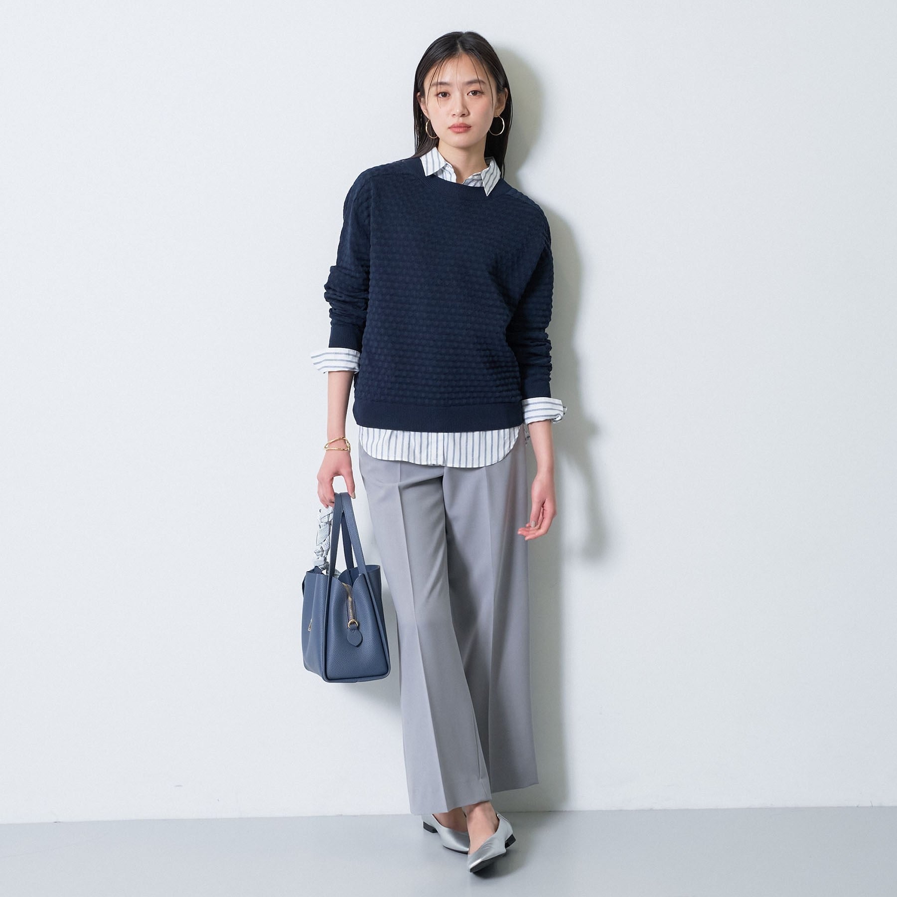 インディヴィ INDIVI 【洗える／凹凸編み】ジャカードニット （ネイビー(094)） ネイビー(094)