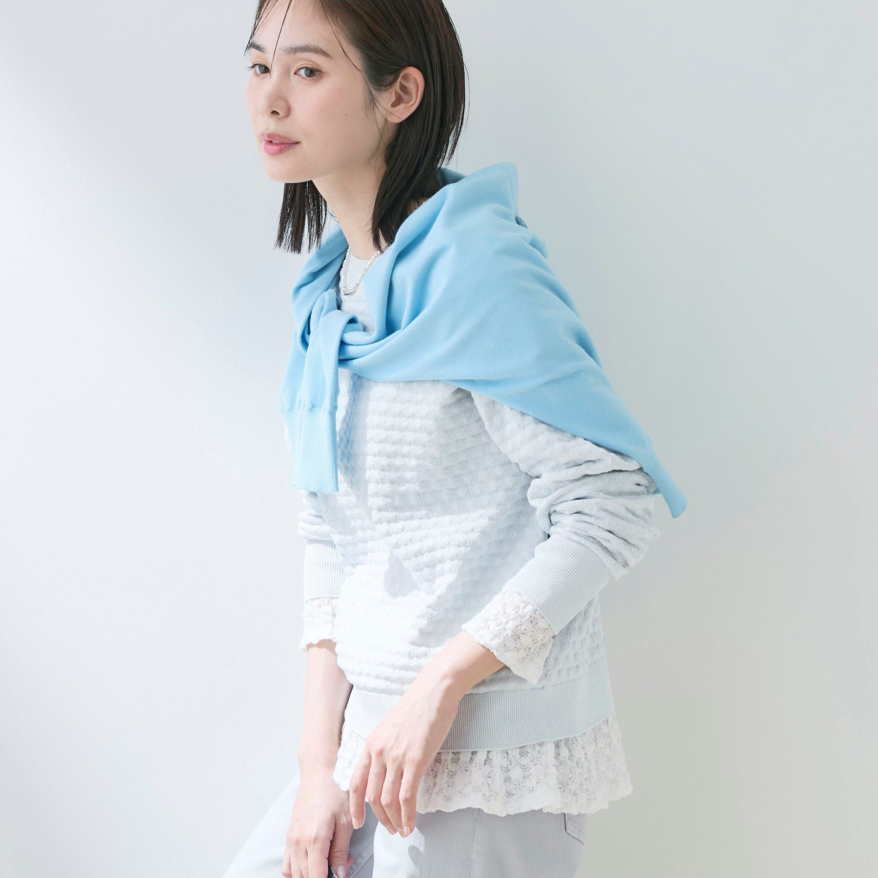 インディヴィ INDIVI 【洗える／凹凸編み】ジャカードニット （ネイビー(094)） ネイビー(094)