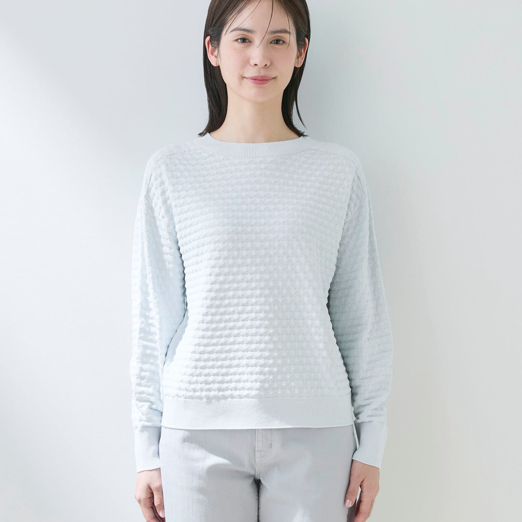 インディヴィ INDIVI 【洗える／凹凸編み】ジャカードニット （ネイビー(094)） ネイビー(094)