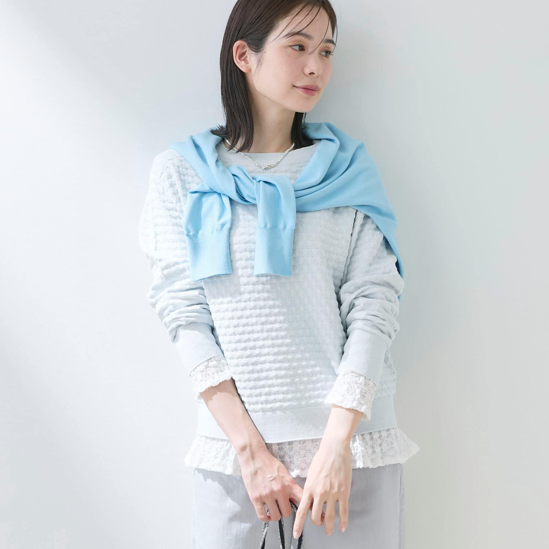 インディヴィ INDIVI 【洗える／凹凸編み】ジャカードニット （ネイビー(094)） ネイビー(094)