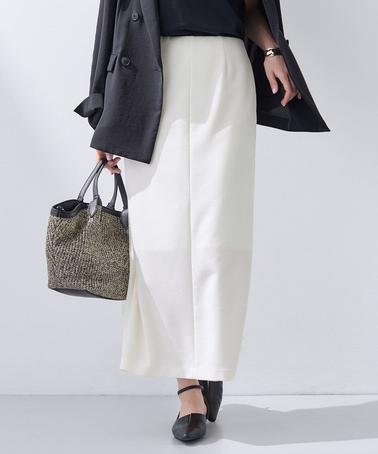 インディヴィ INDIVI 【洗える／Iライン】ジャージスカート （ホワイト(001)） ホワイト(001)