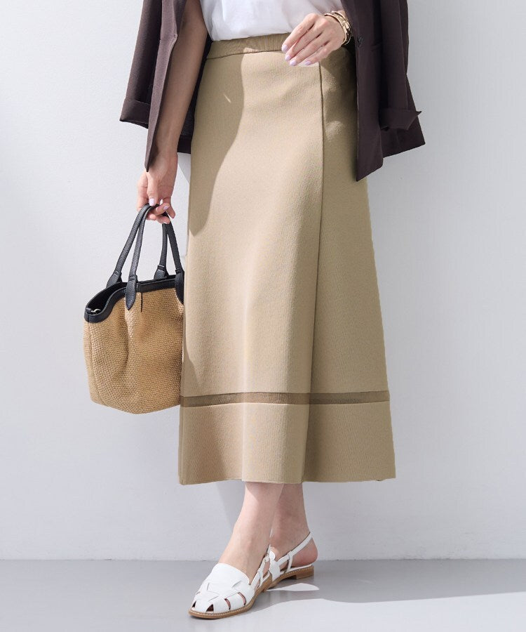 インディヴィ INDIVI 【洗える／SETUP可能】Aラインニットスカート （ピンクベージュ(053)） ピンクベージュ(053)