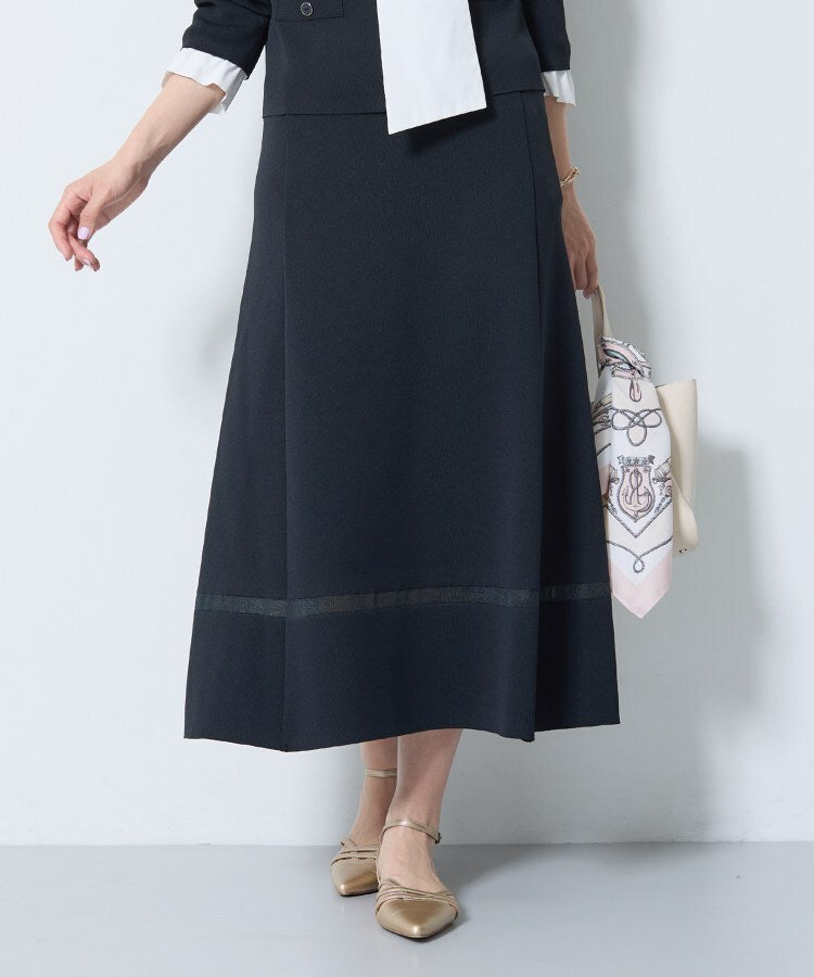 インディヴィ INDIVI 【洗える／SETUP可能】Aラインニットスカート （ネイビー(094)） ネイビー(094)