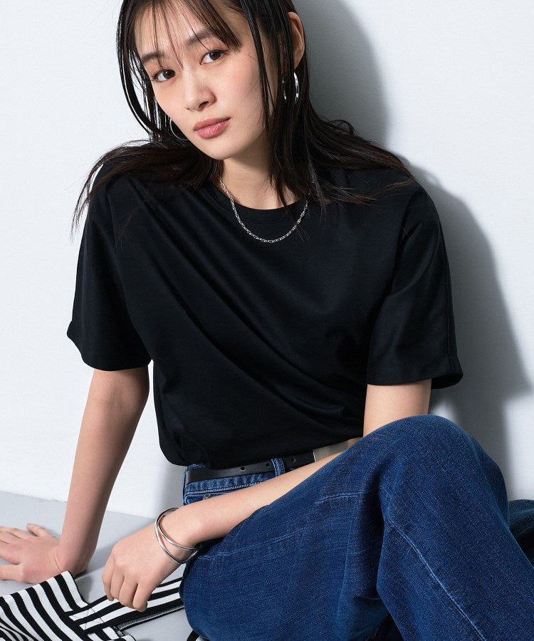 インディヴィ INDIVI 【汗ジミ防止／褒められTシャツ】上品カジュアル！ドルマンTシャツ （ブラック(019)） ブラック(019)