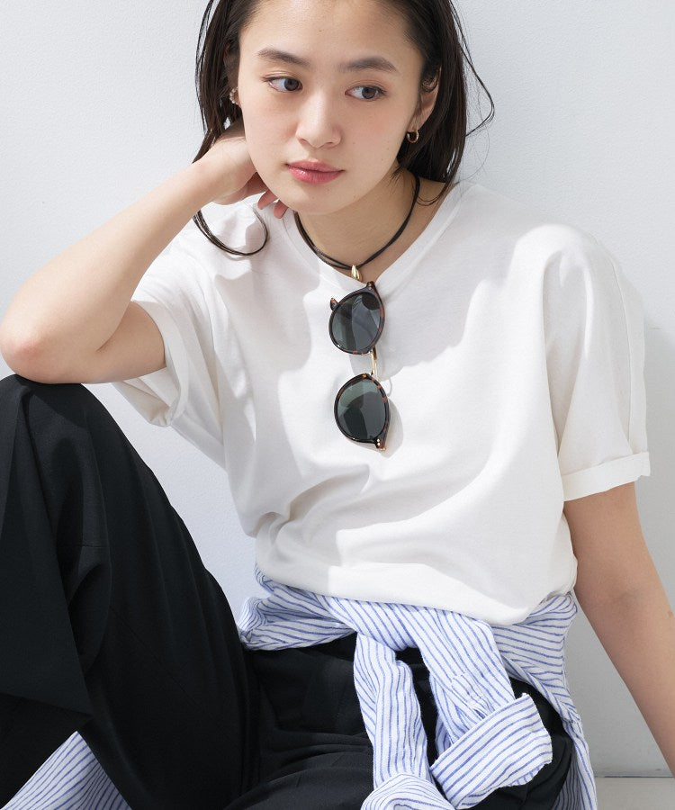 インディヴィ INDIVI 【汗ジミ防止／褒められTシャツ】上品カジュアル！ドルマンTシャツ （ホワイト(001)） ホワイト(001)