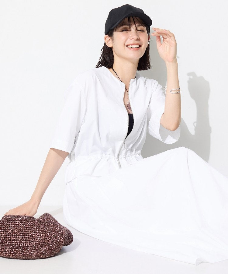 インディヴィ INDIVI 【撥水／UVケア／SETUP可能】軽量5分袖ライトブルゾン （ベージュ(052)） ベージュ(052)