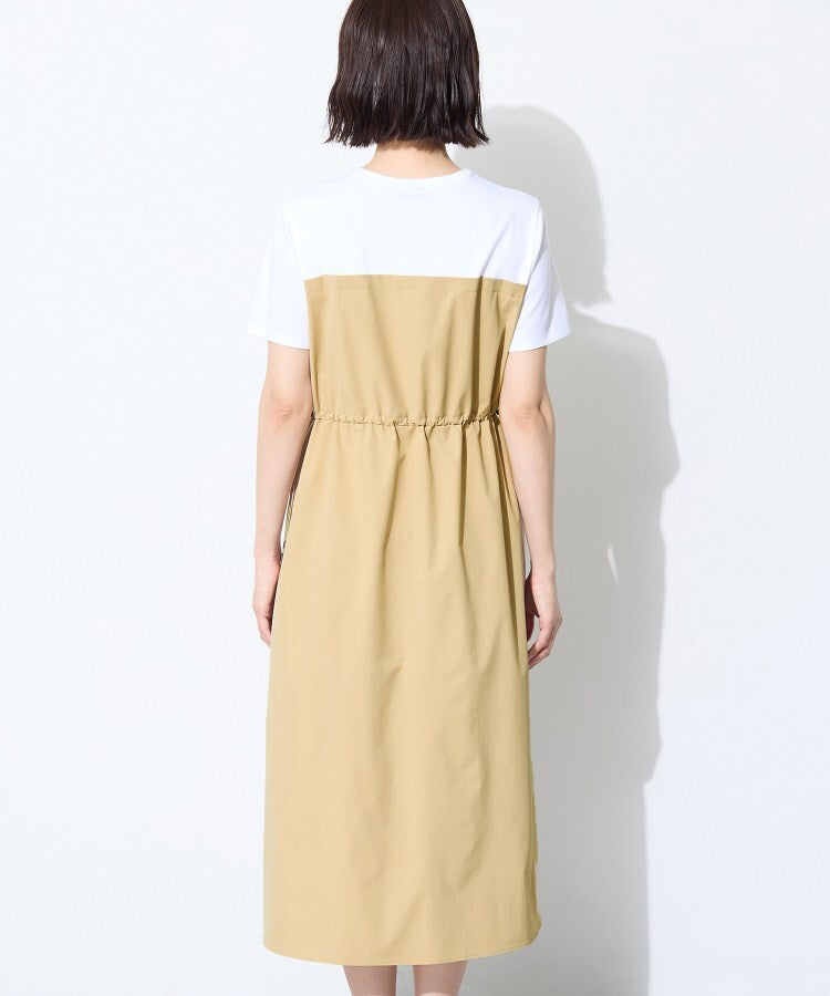 インディヴィ INDIVI 【洗える／1枚でキマる／ドロスト付】ビスチェ風ドッキングTワンピース （ホワイト(501)） ホワイト(501)
