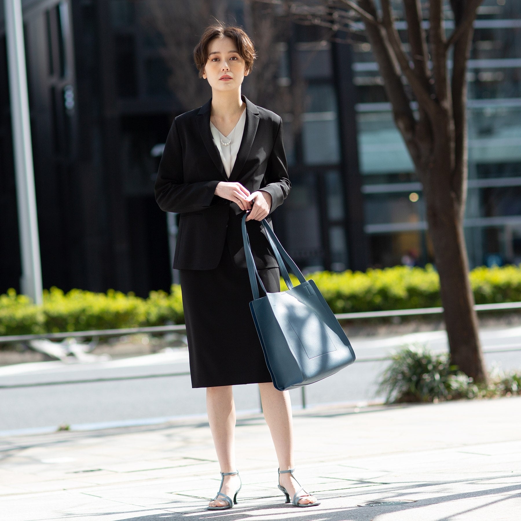 インディヴィ INDIVI 【洗える/UVケア/エコ/日本製】ストレッチテーラードジャケット (ネイビー) ネイビー(693)