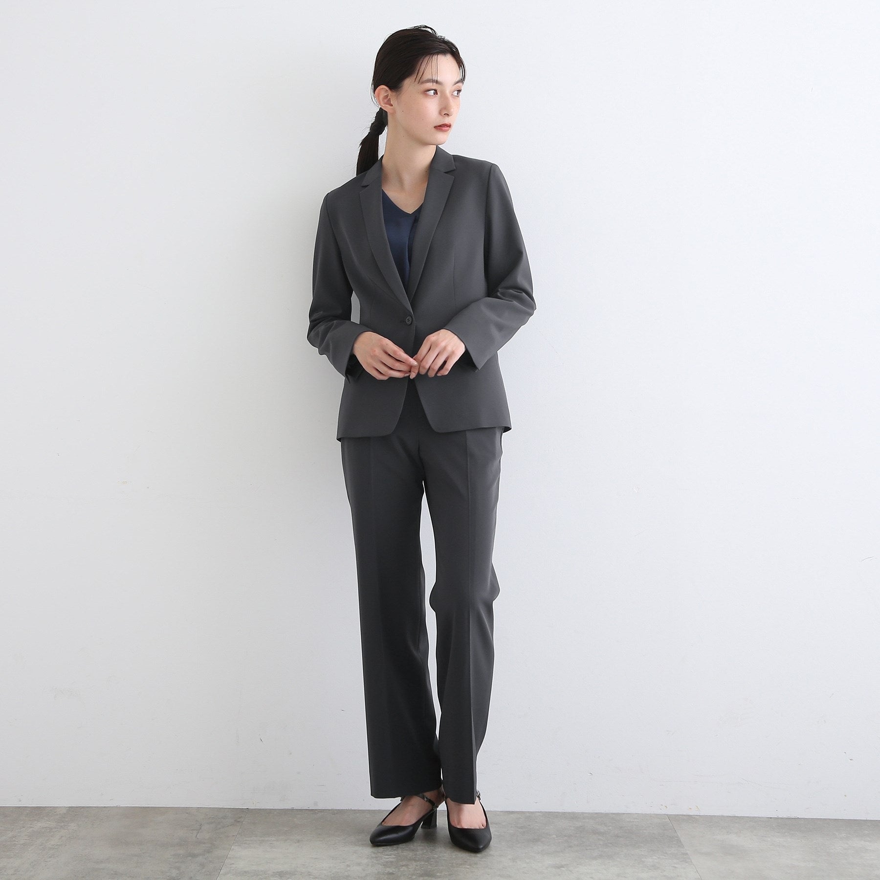 インディヴィ INDIVI 【洗える/UVケア/エコ/日本製】ストレッチテーラードジャケット (ネイビー) ネイビー(693)