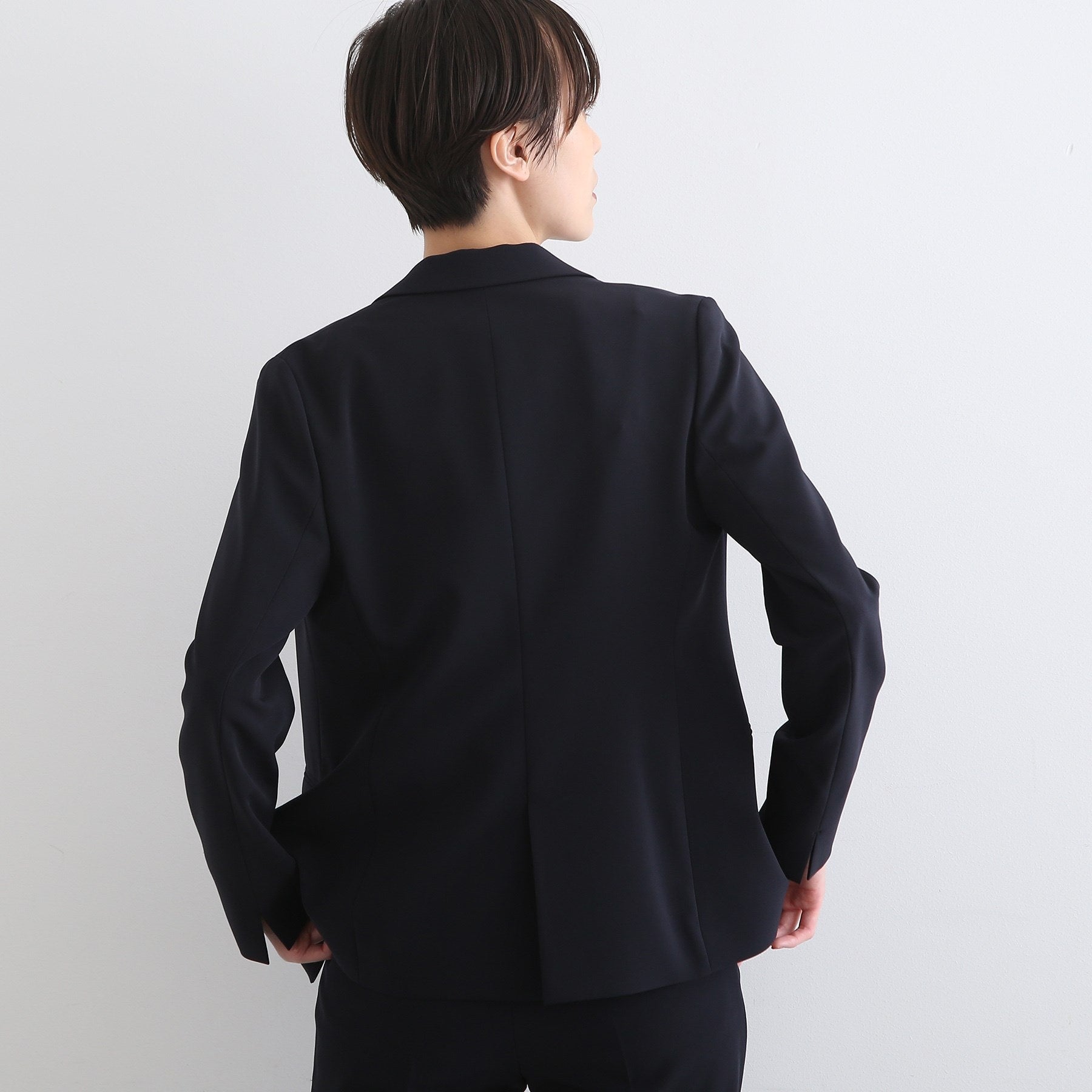 インディヴィ INDIVI 【洗える/UVケア/エコ/日本製】ストレッチテーラードジャケット (ネイビー) ネイビー(693)