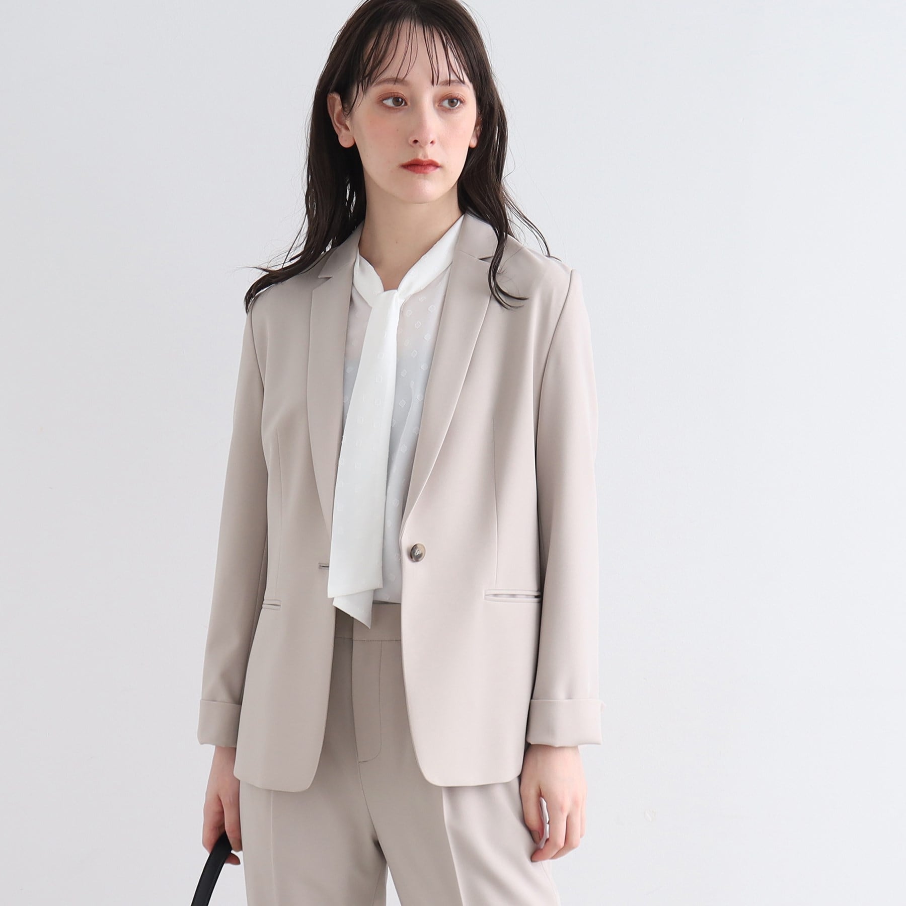 インディヴィ INDIVI 【洗える/UVケア/エコ/日本製】ストレッチテーラードジャケット (ネイビー) ネイビー(693)