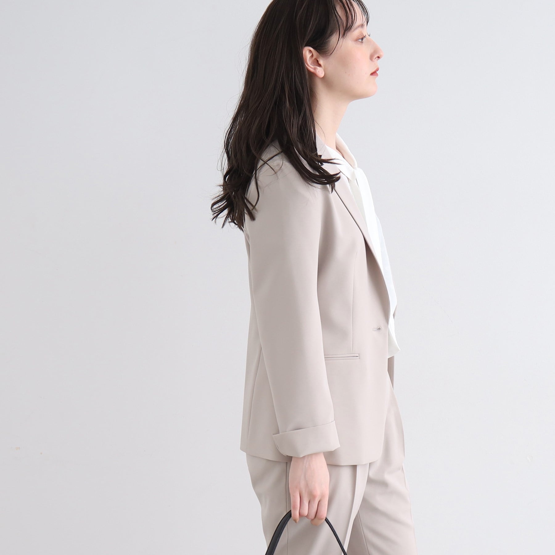 インディヴィ INDIVI 【洗える/UVケア/エコ/日本製】ストレッチテーラードジャケット (ネイビー) ネイビー(693)