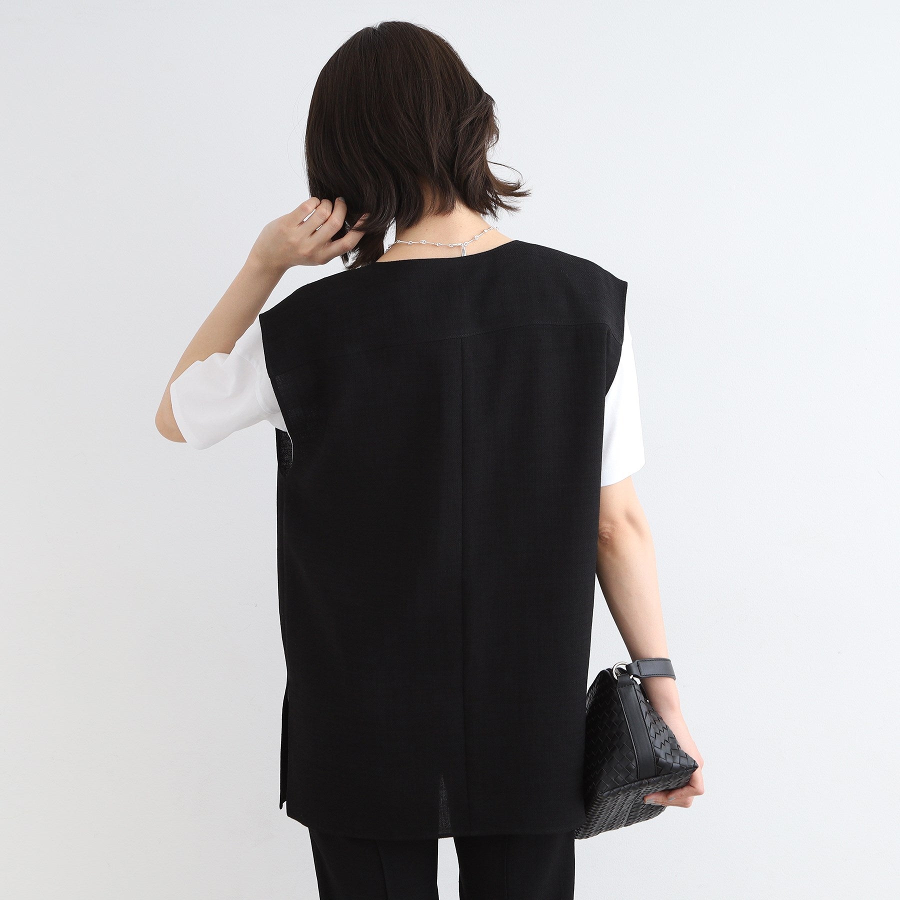 インディヴィ INDIVI 【洗える／日本製／SETUP可能】トリアセテート混ベストブラウス （オーク(034)） オーク(034)