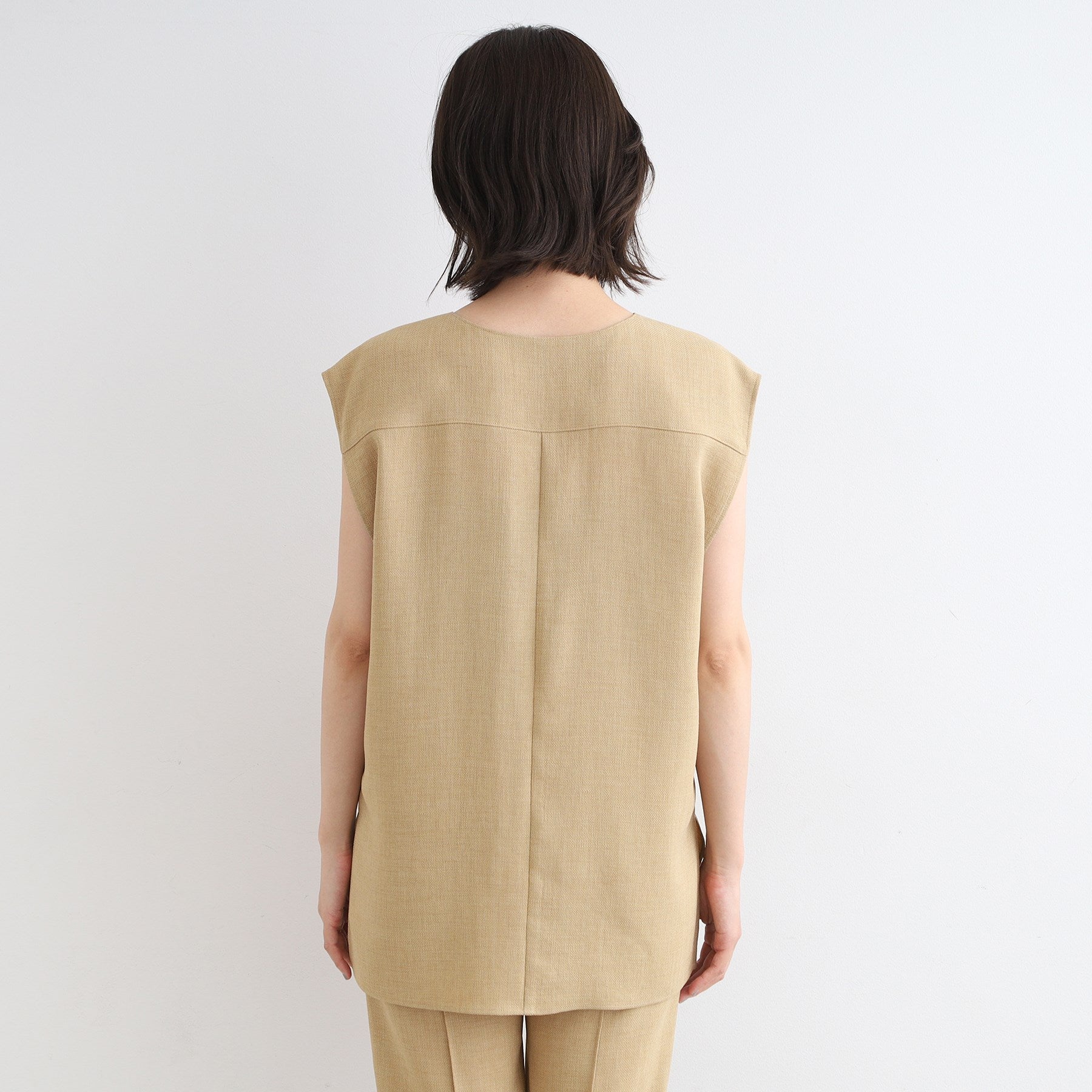 インディヴィ INDIVI 【洗える／日本製／SETUP可能】トリアセテート混ベストブラウス （オーク(034)） オーク(034)