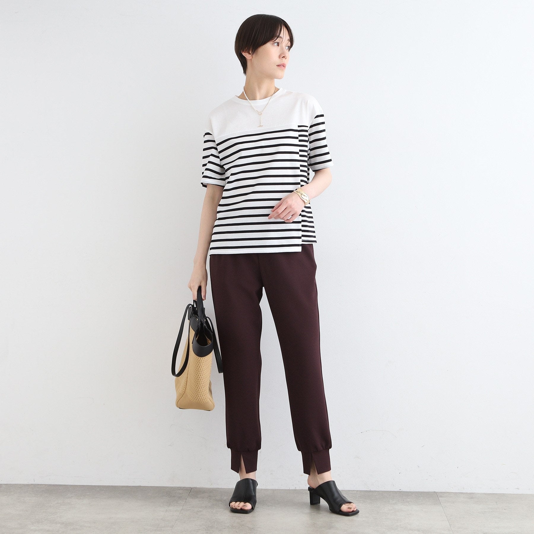 インディヴィ INDIVI 【洗える／UVケア／トレンド】ジョグパンツ