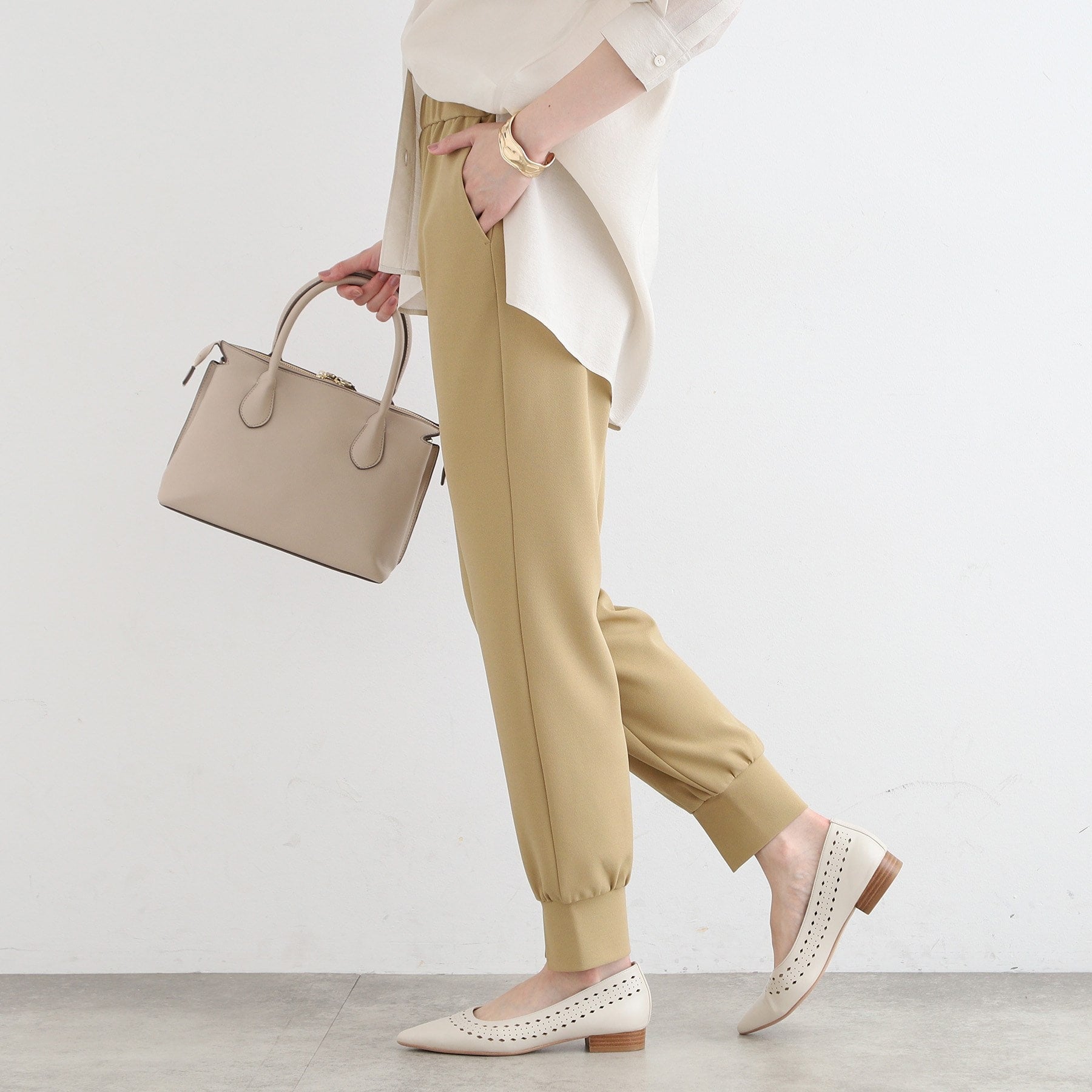 インディヴィ INDIVI 【洗える／UVケア／トレンド】ジョグパンツ