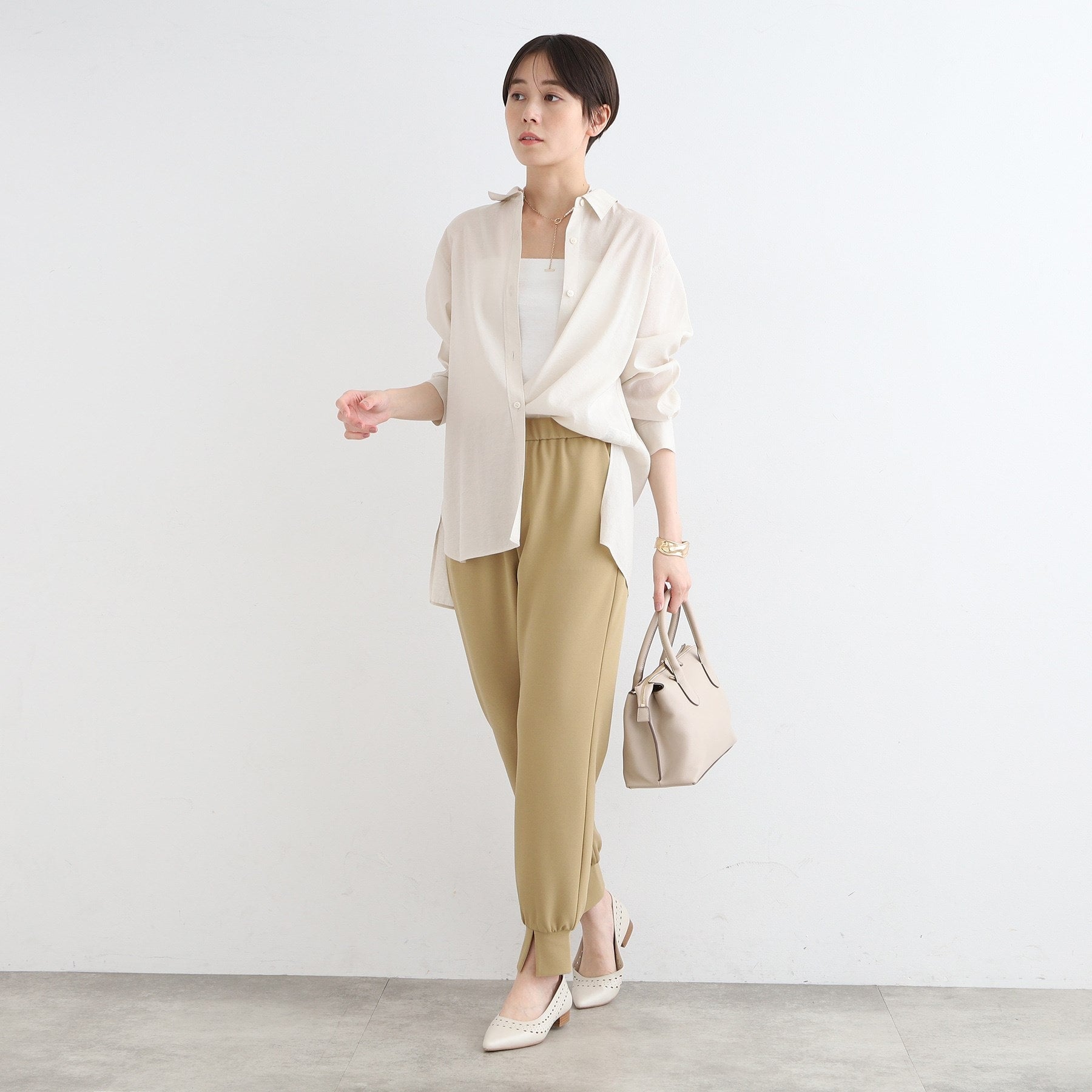 インディヴィ INDIVI 【洗える／UVケア／トレンド】ジョグパンツ