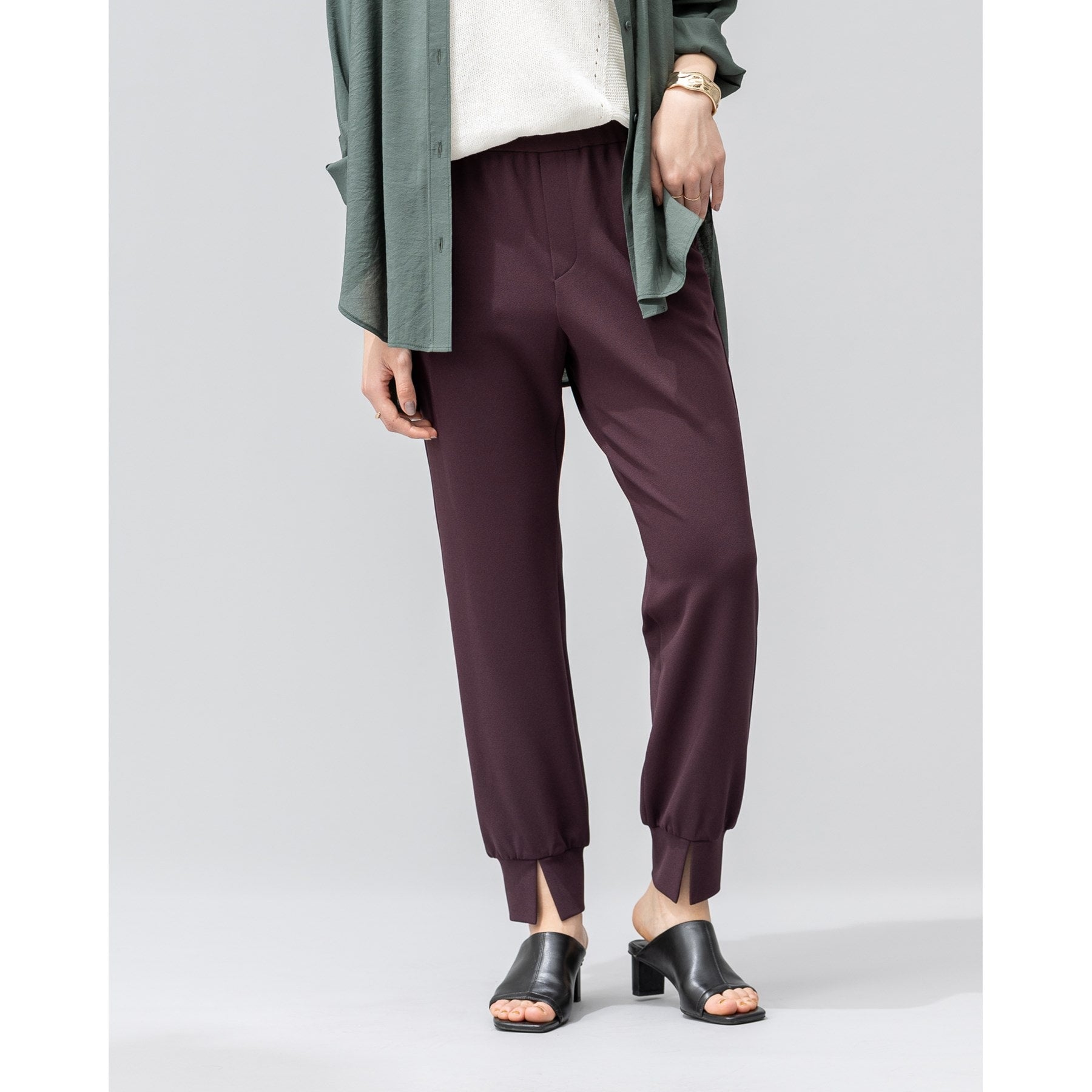 インディヴィ INDIVI 【洗える／UVケア／トレンド】ジョグパンツ