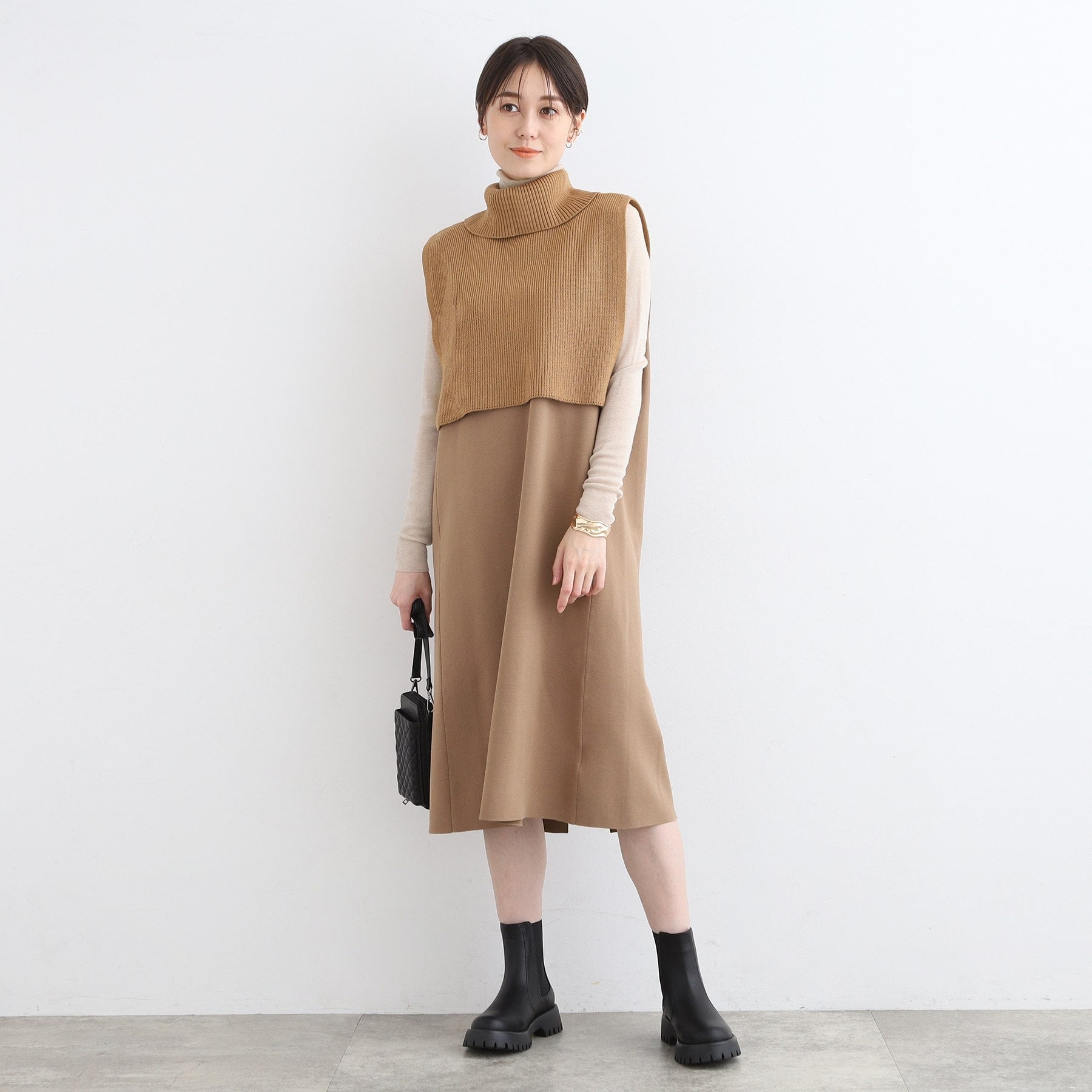 インディヴィ INDIVI 【洗える／2WAY】タートルネックニットケープ （オフホワイト(003)） オフホワイト(003)