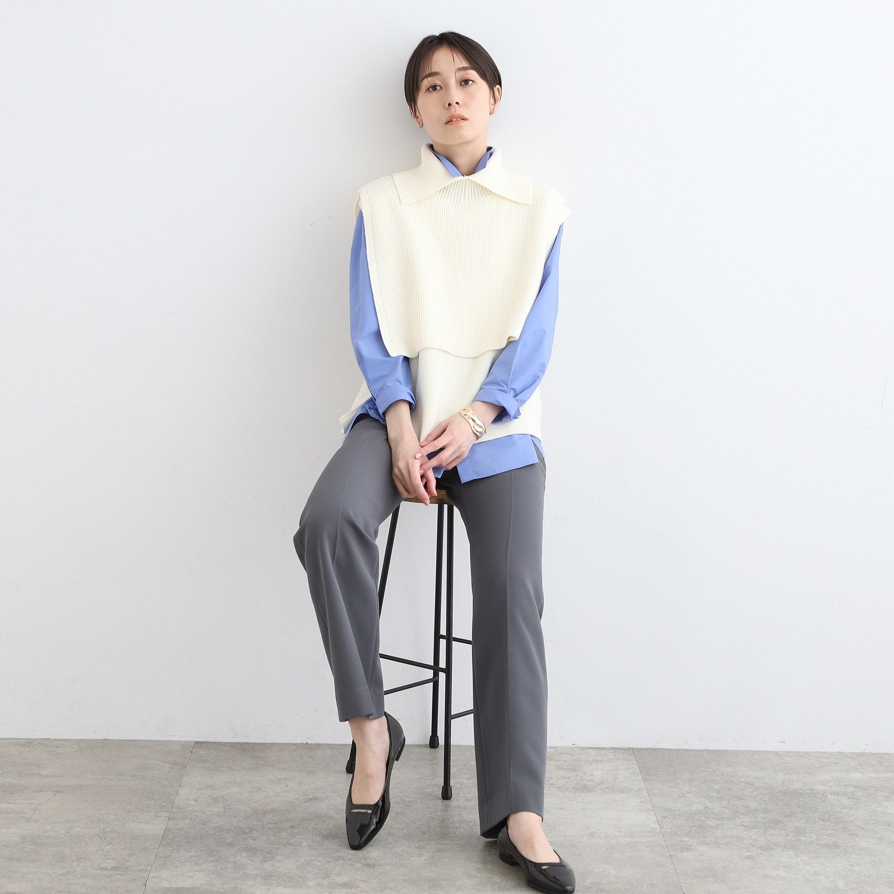 インディヴィ INDIVI 【洗える／2WAY】タートルネックニットケープ （オフホワイト(003)） オフホワイト(003)