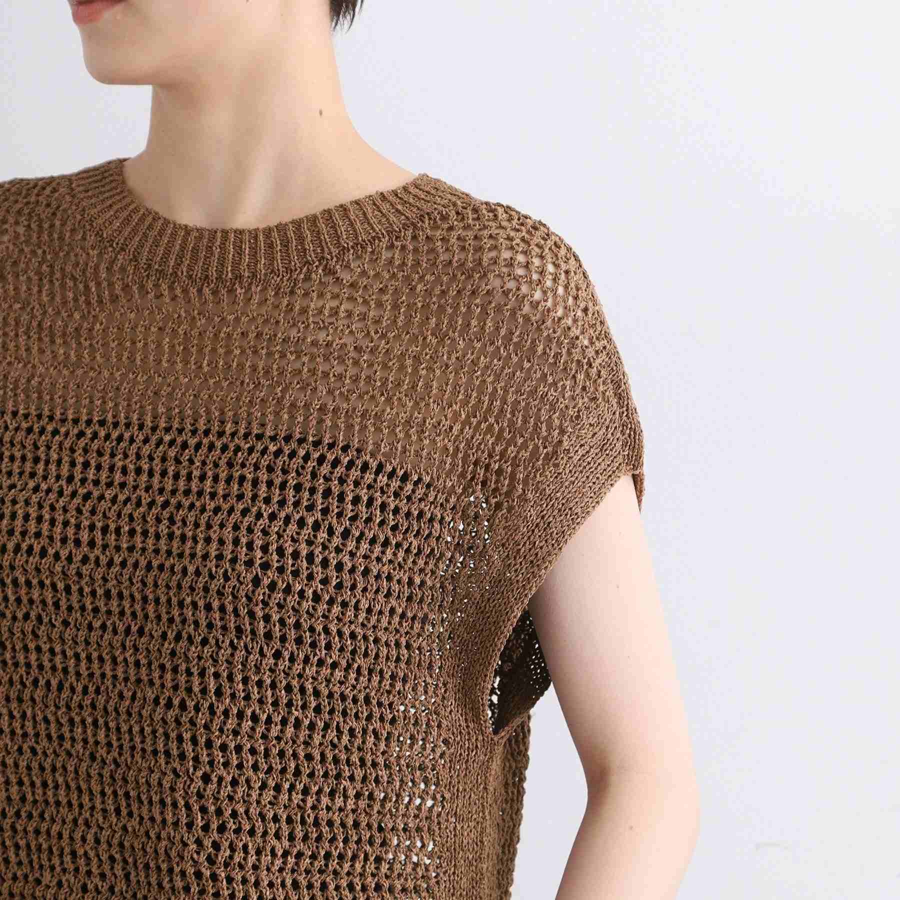 インディヴィ INDIVI 【洗える／ペーパーヤーン】透かし柄ニットベスト （モカブラウン(042)） モカブラウン(042)