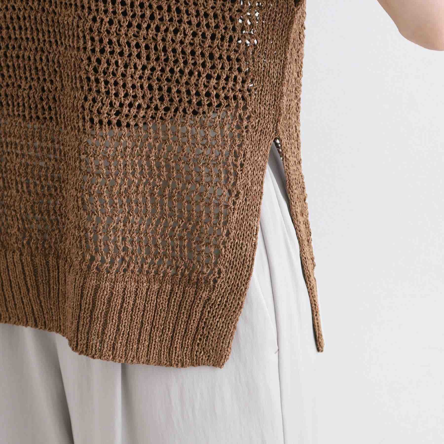 INDIVI [可水洗/紙紗] 鏤空圖案針織背心