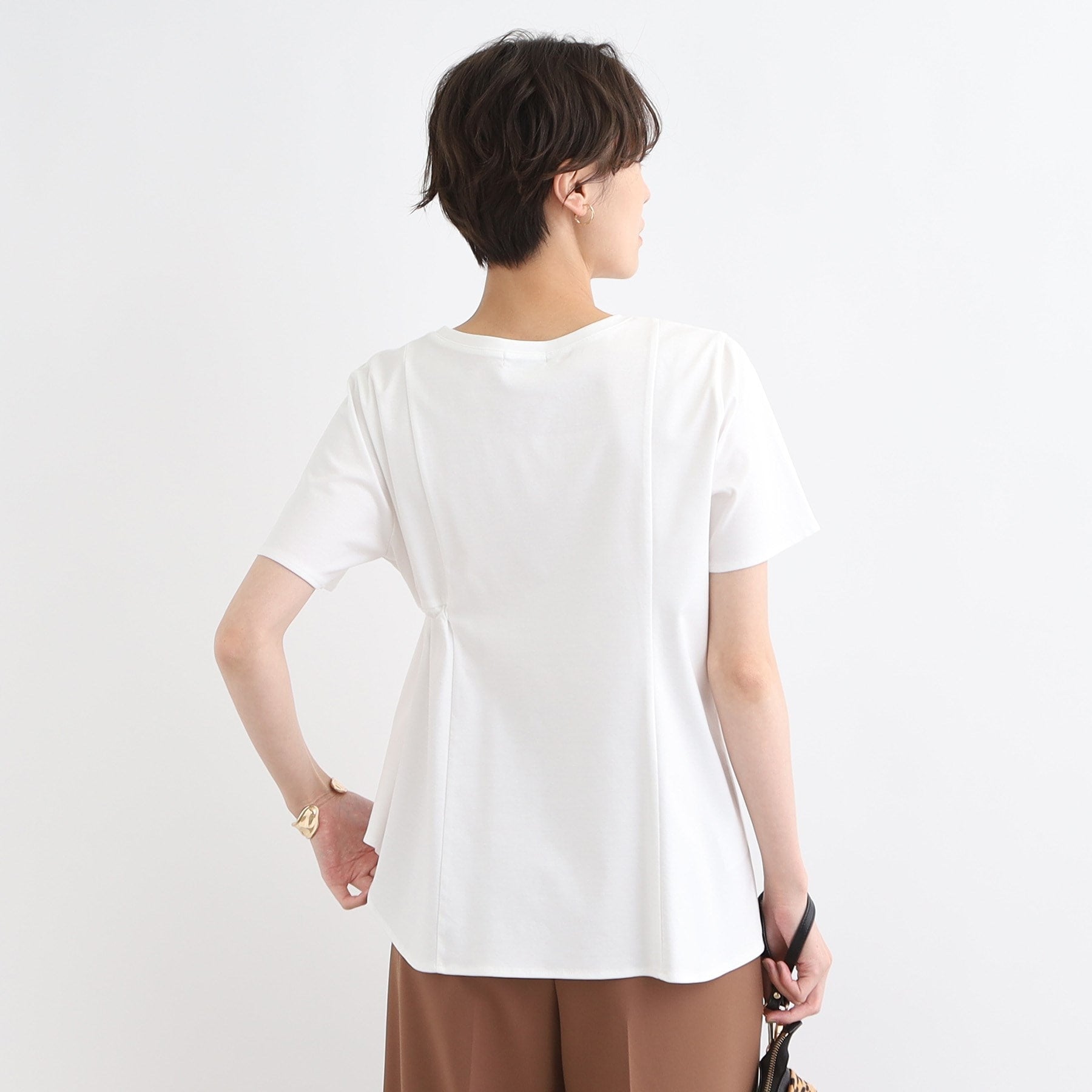 インディヴィ INDIVI 【洗える／トレンド】ドロストデザインTシャツ （ピンク(073)） ピンク(073)