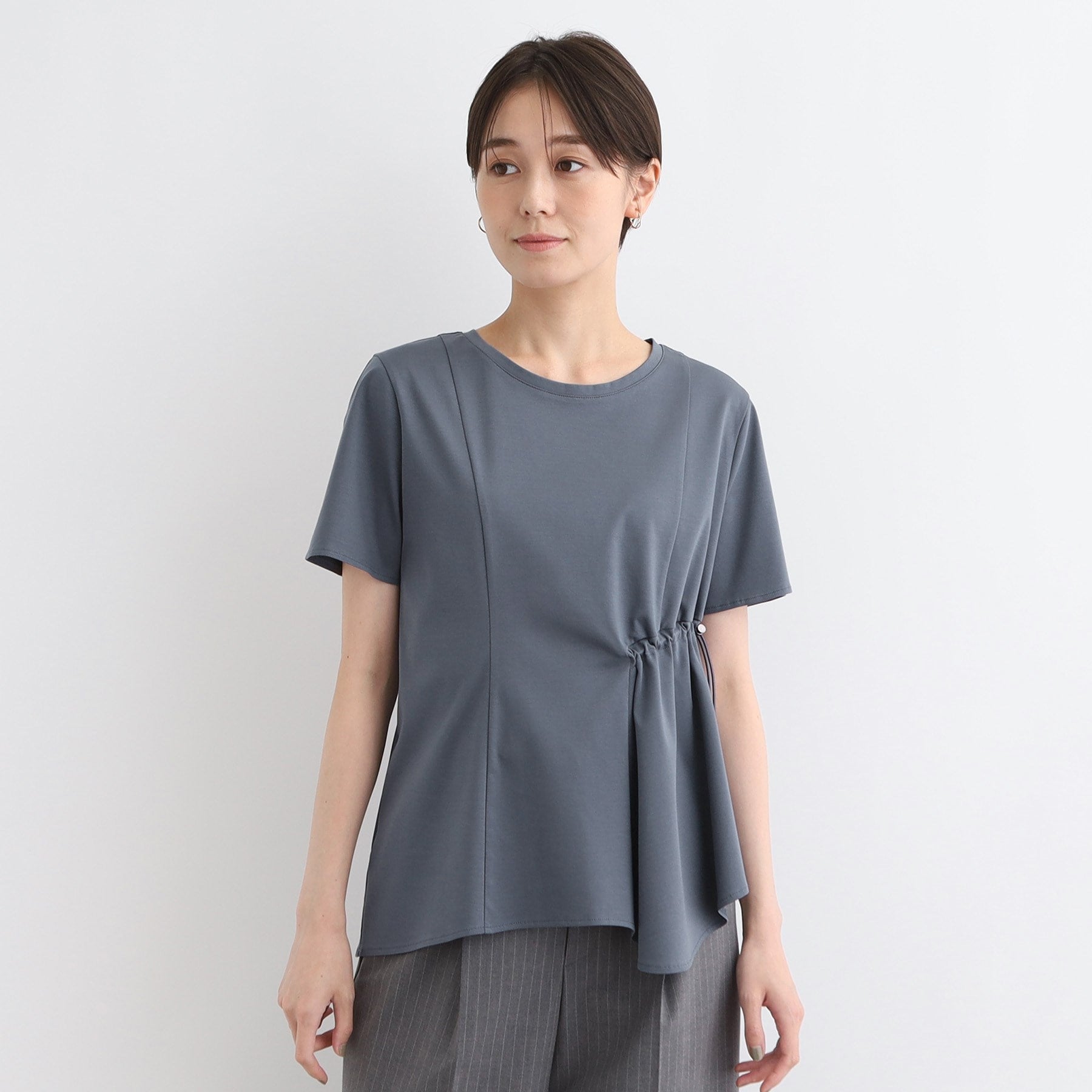 インディヴィ INDIVI 【洗える／トレンド】ドロストデザインTシャツ （ピンク(073)） ピンク(073)