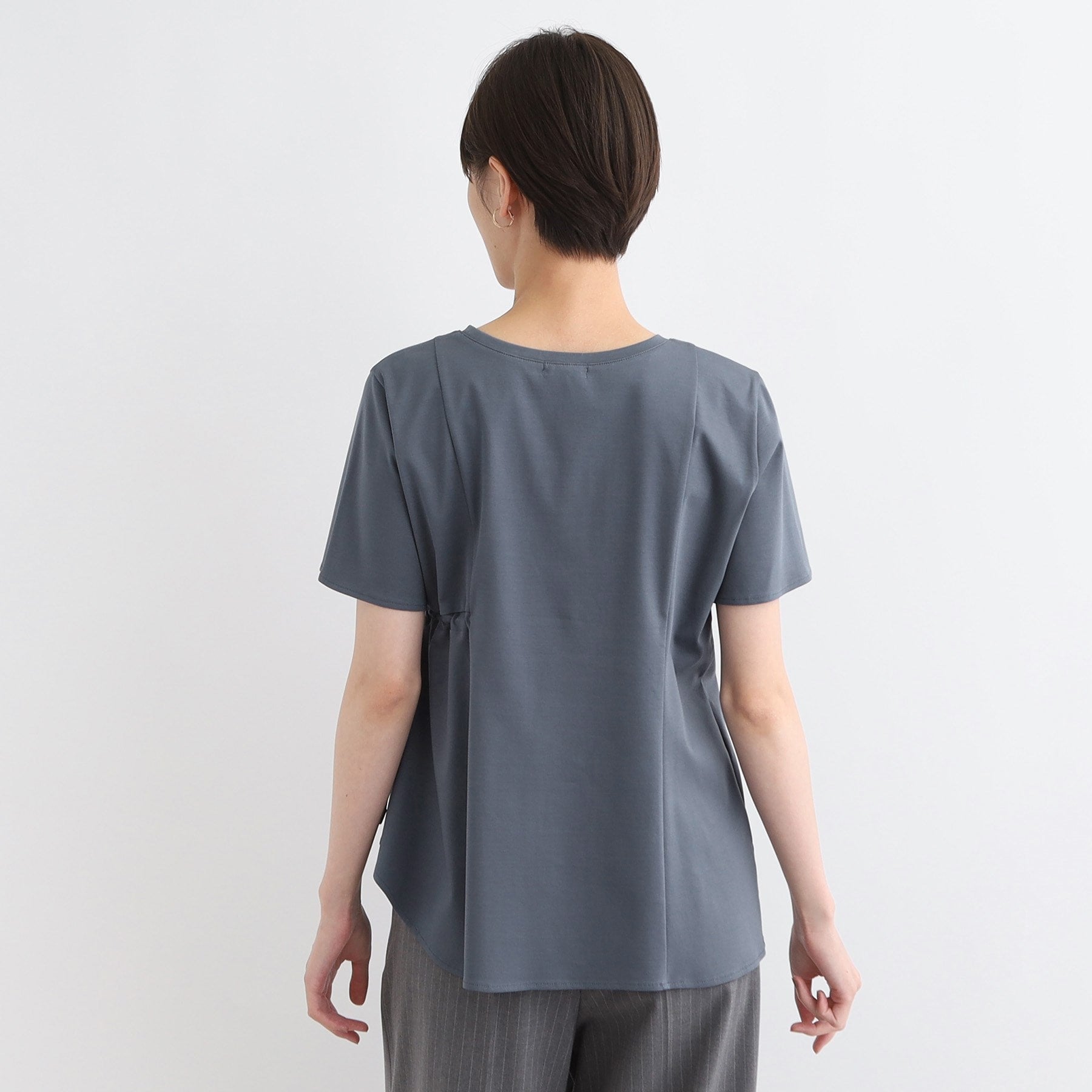 インディヴィ INDIVI 【洗える／トレンド】ドロストデザインTシャツ （ピンク(073)） ピンク(073)