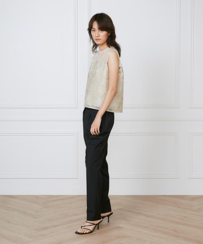 イネド INED フロントタックパンツ《la veille by SUPERIOR CLOSET》 （ベージュ2） ベージュ2