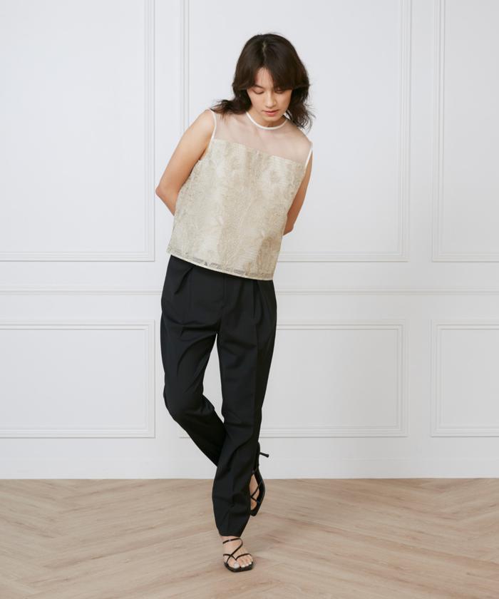 イネド INED フロントタックパンツ《la veille by SUPERIOR CLOSET》 （ベージュ2） ベージュ2