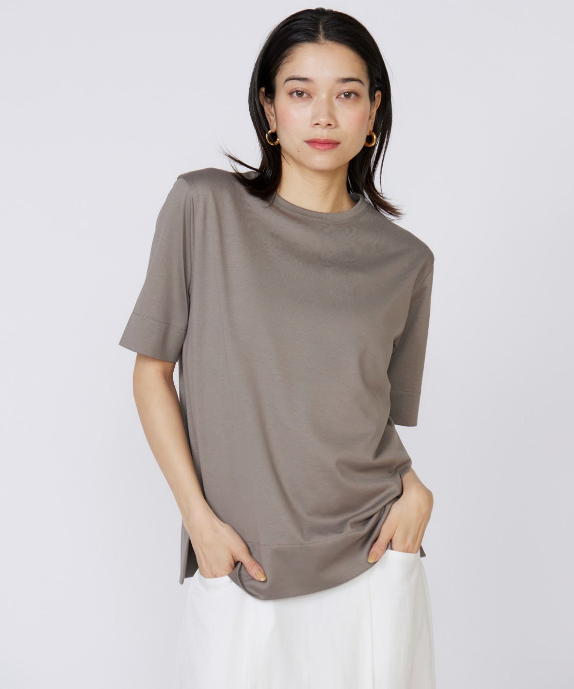 イネド INED サイドスリットデザインTシャツ （ホワイト） ホワイト