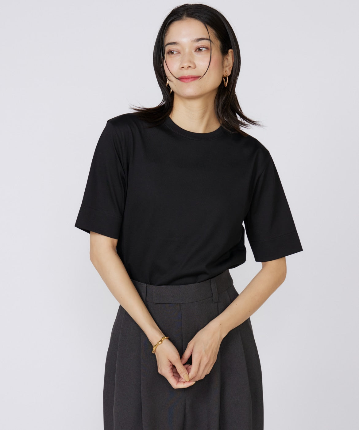 イネド INED サイドスリットデザインTシャツ （ブラック） ブラック