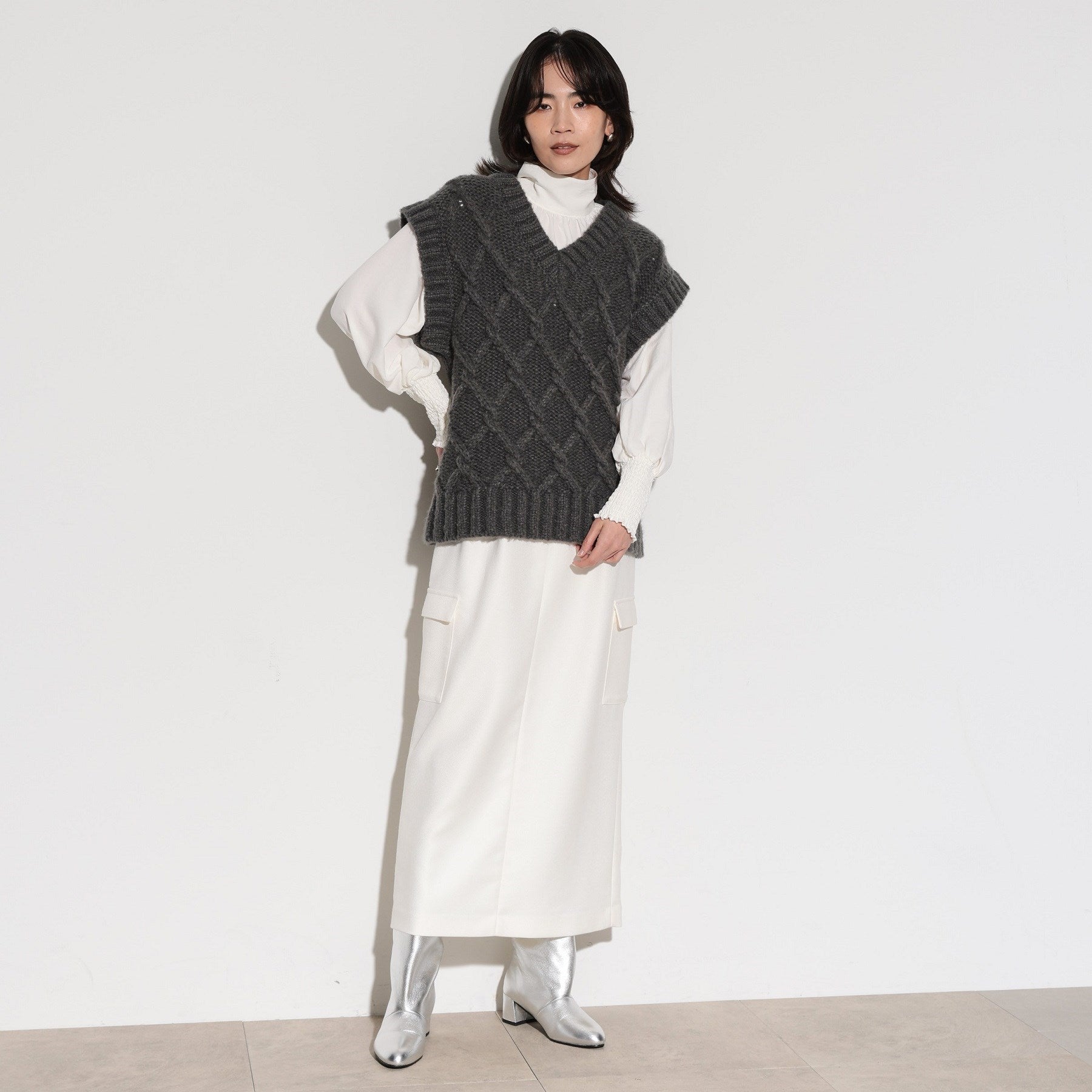 GALLEST Cable Knit Vest
