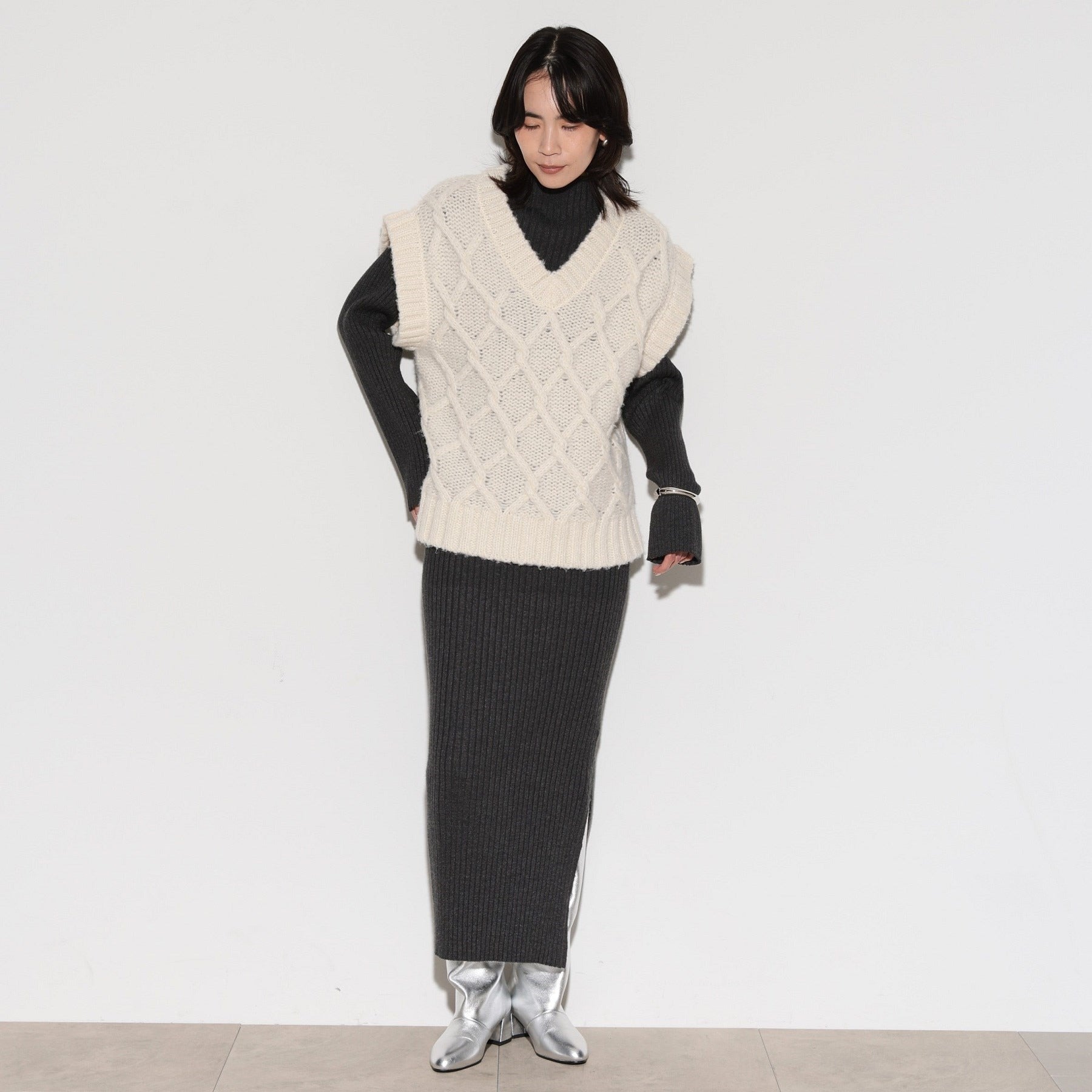 GALLEST Cable Knit Vest