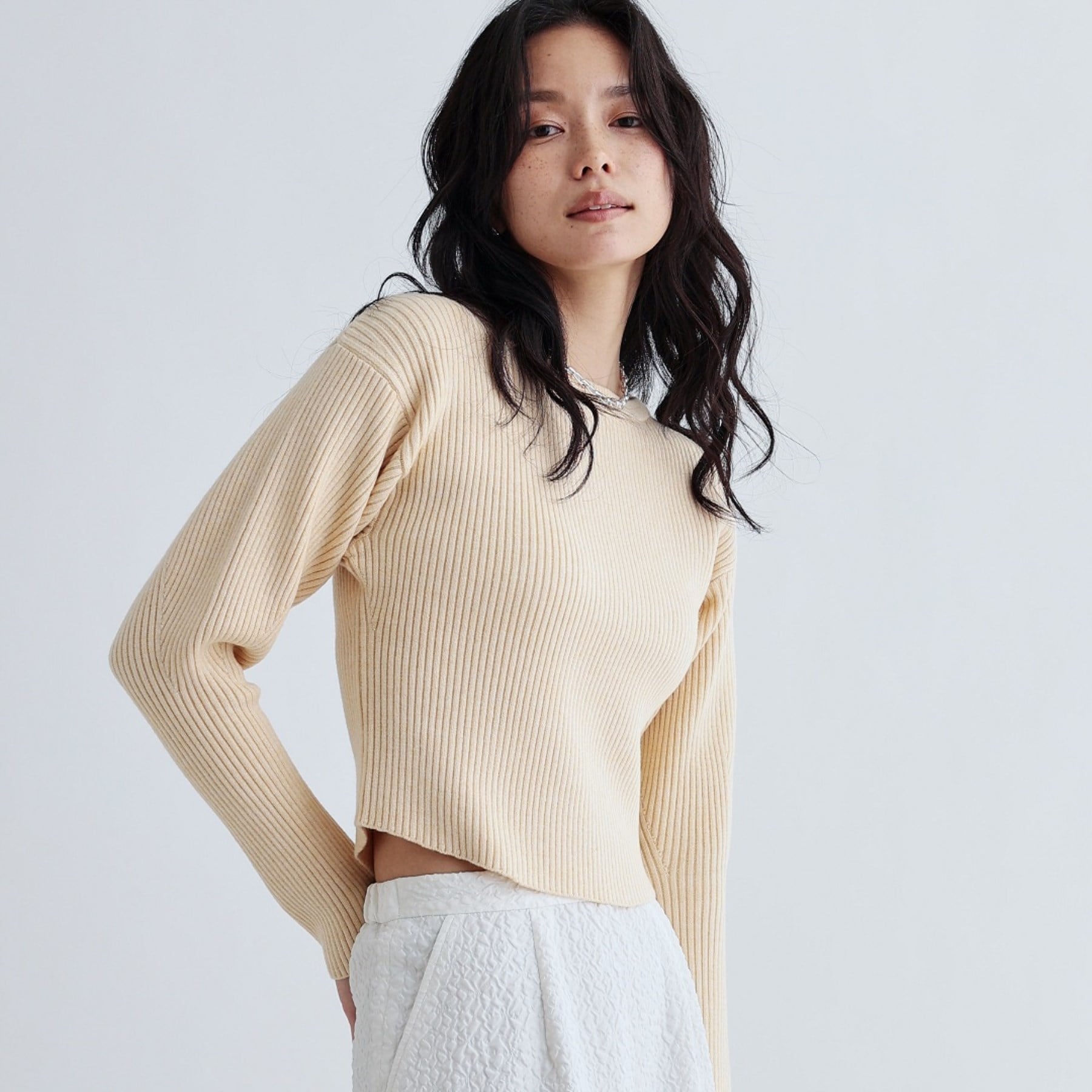 ギャレスト GALLEST クルーネックコンパクトニット