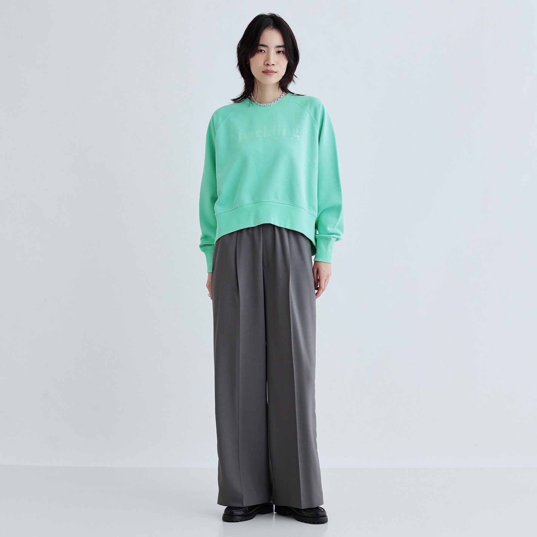 ギャレスト GALLEST ラウンドヘム裏毛ロゴトップス （ミントグリーン(021)） ミントグリーン(021)