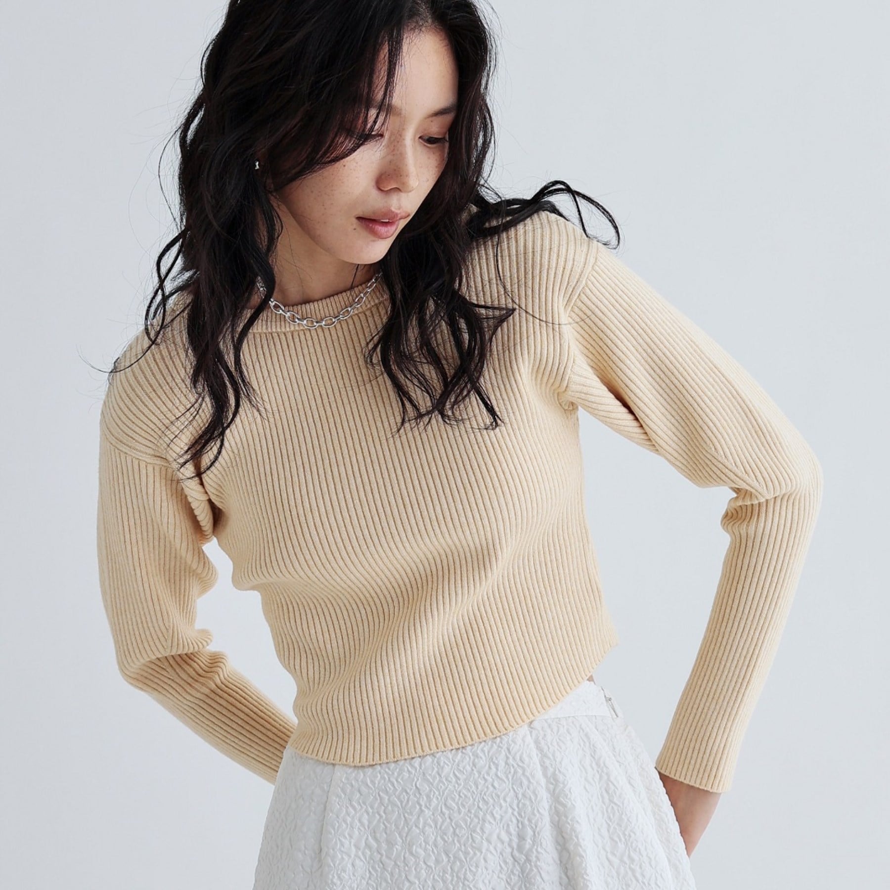 ギャレスト GALLEST クルーネックコンパクトニット