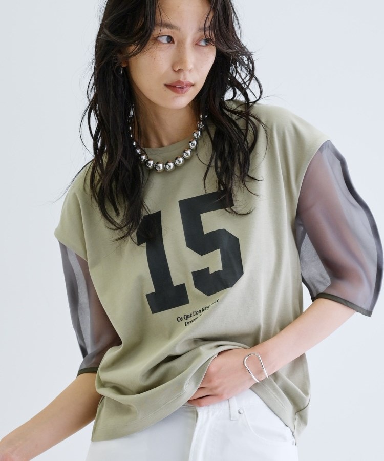 ギャレスト GALLEST シアースリーブプリントTシャツ （オリーブグリーン(026)） オリーブグリーン(026)