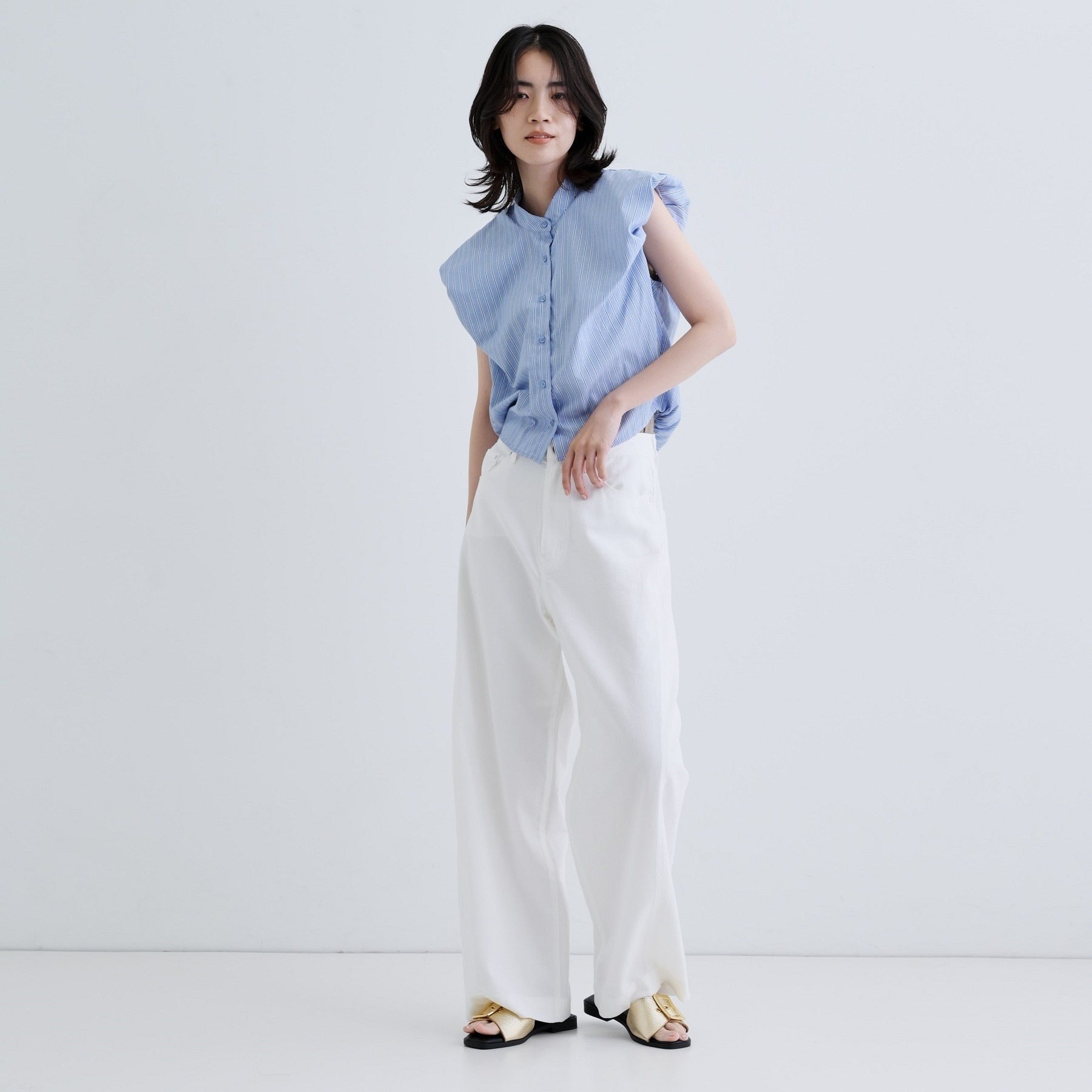 ギャレスト GALLEST 【一部店舗限定】ブロードパフショルブラウス （サックスブルー(390)） サックスブルー(390)