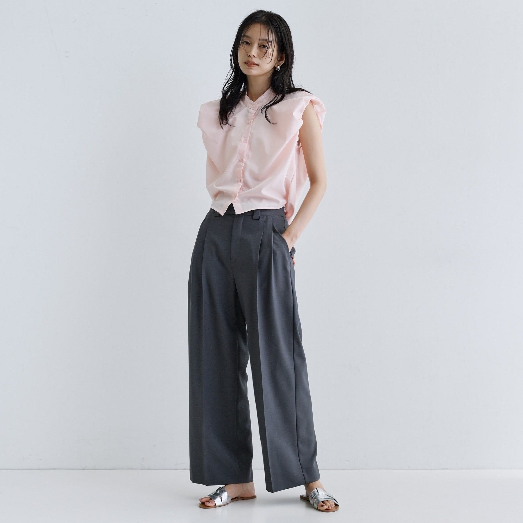 ギャレスト GALLEST 【一部店舗限定】ブロードパフショルブラウス （サックスブルー(390)） サックスブルー(390)