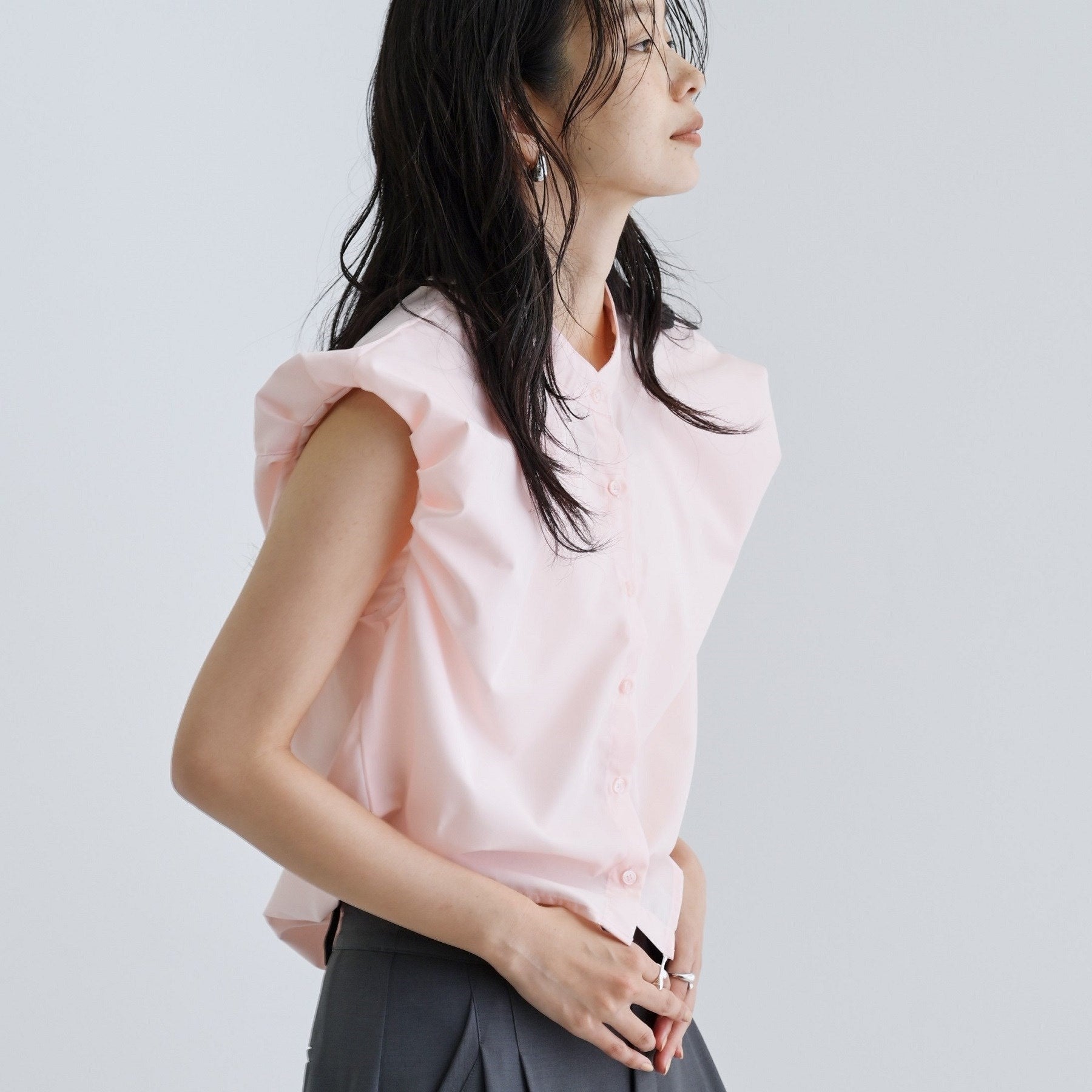 ギャレスト GALLEST 【一部店舗限定】ブロードパフショルブラウス （サックスブルー(390)） サックスブルー(390)