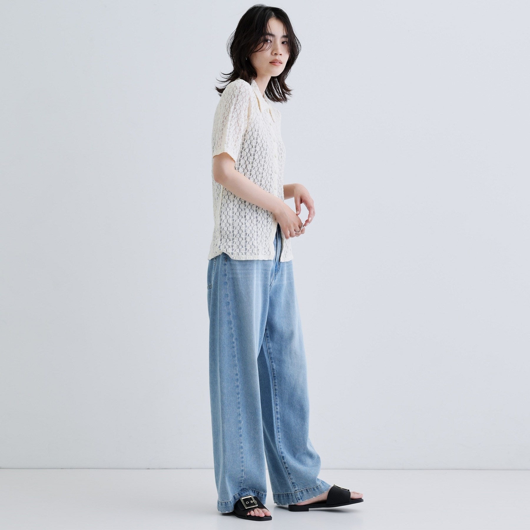 ギャレスト GALLEST 【一部店舗限定】カットレースポロ （アイボリー(004)） アイボリー(004)
