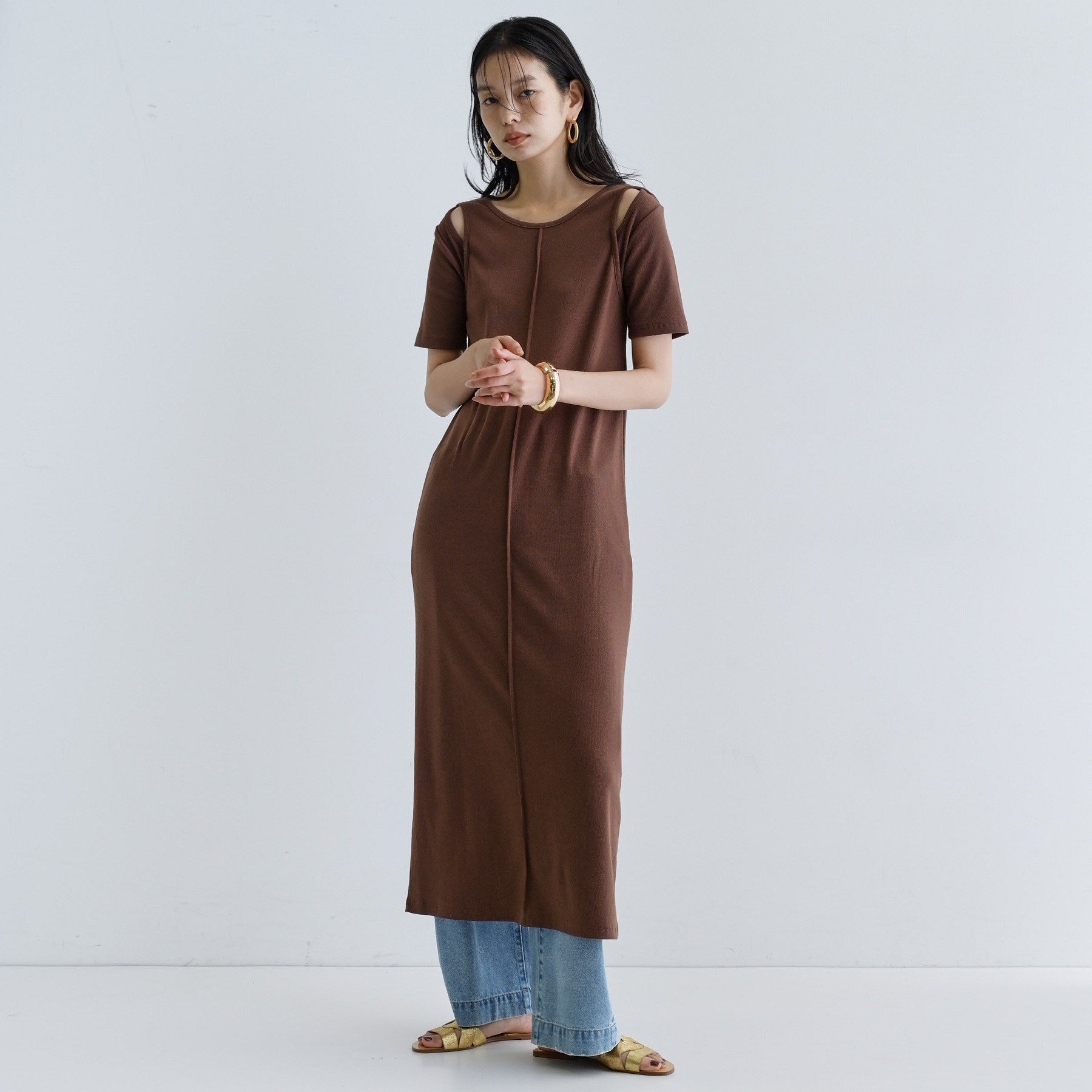 ギャレスト GALLEST 【一部店舗限定】リブカットソーワンピース （ブラック(019)） ブラック(019)